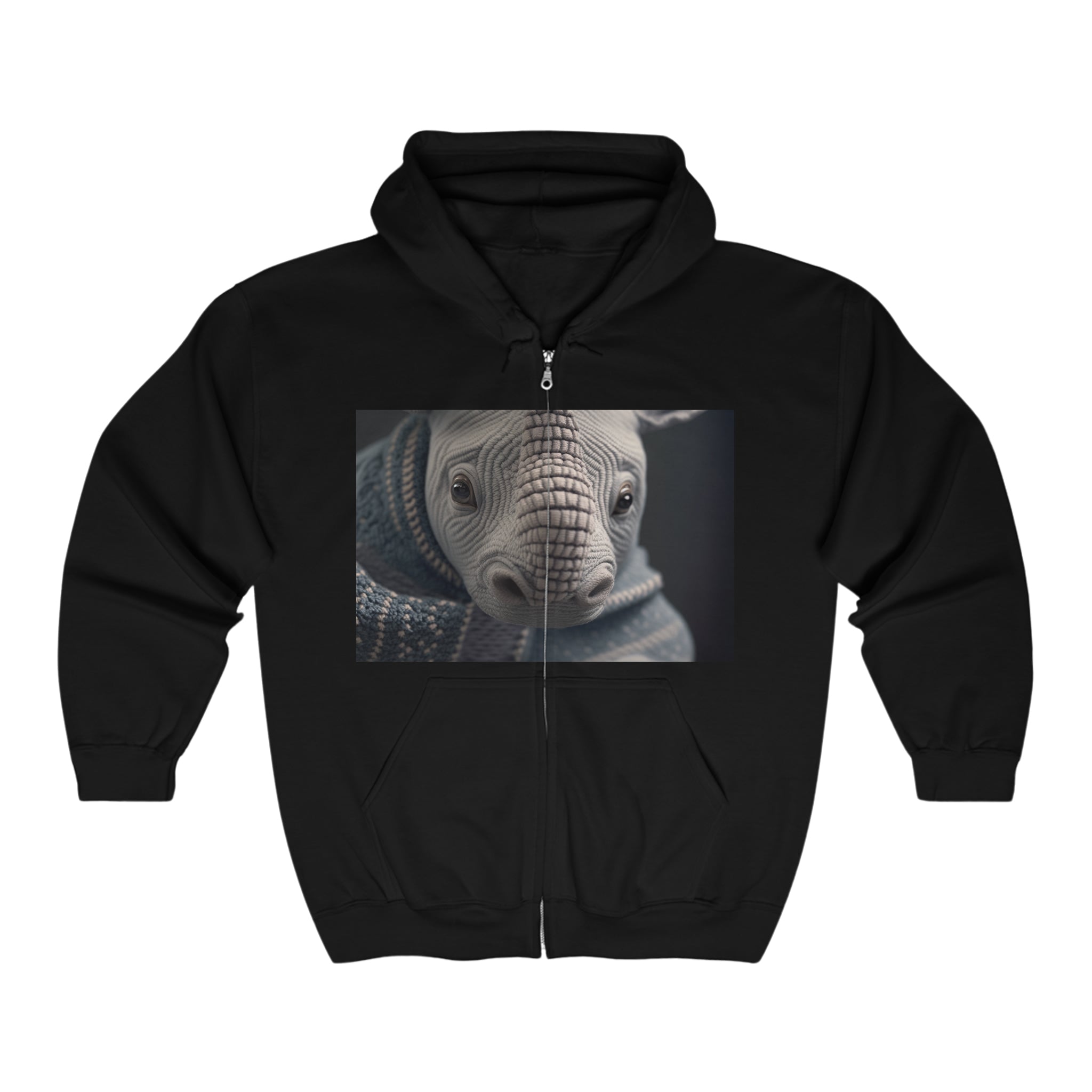 Unisex Heavy Blend™ Full Zip Hooded Sweatshirt - Baby Animals - Rhinoceros