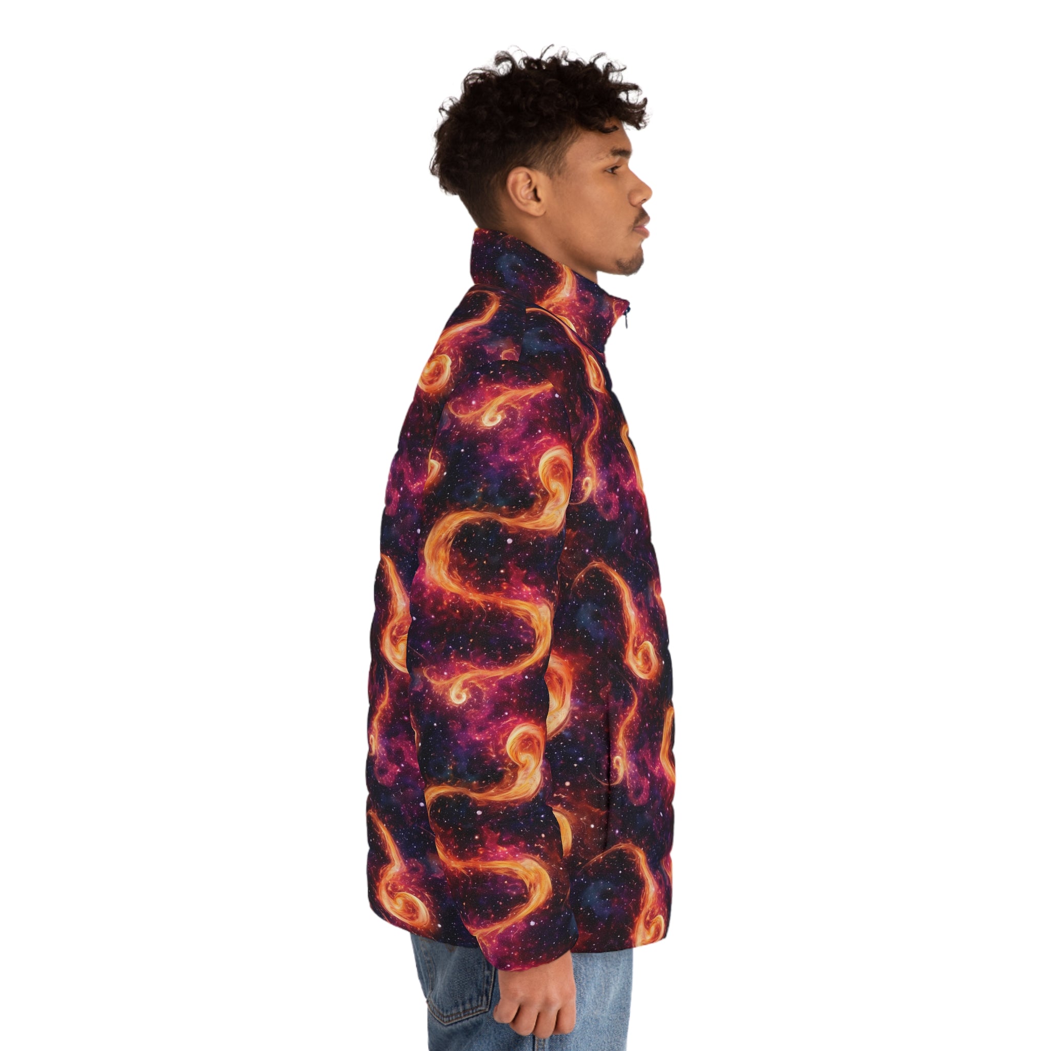 Men's Puffer Jacket (AOP) - Digital Galaxies 03