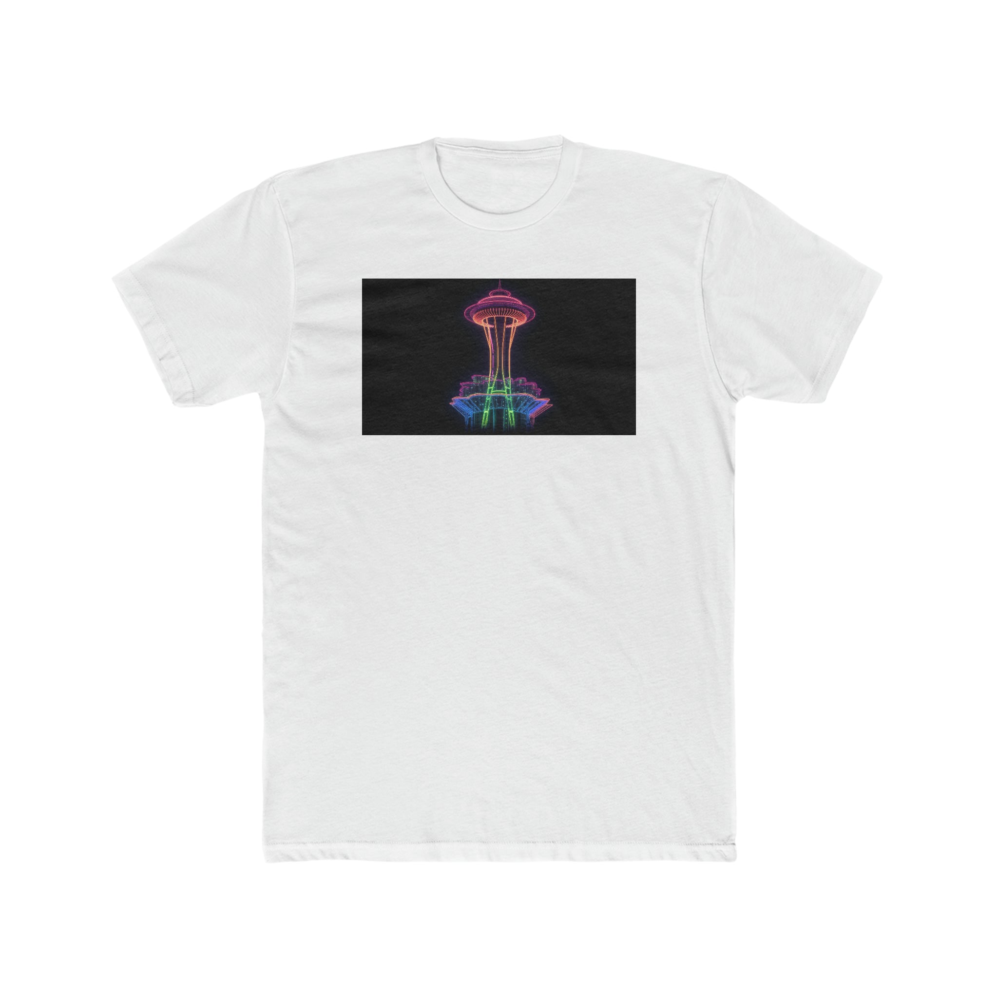 Men's Cotton Crew Tee - Fantasy Art - Space Needle