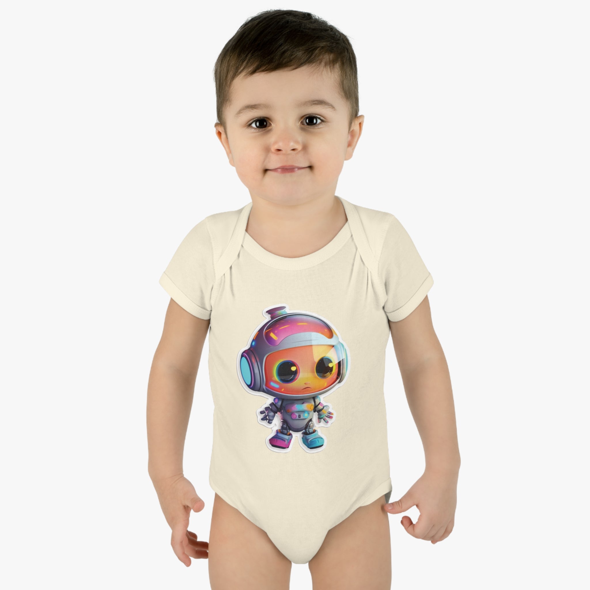 Infant Baby Rib Bodysuit - Botty, Robot Pop Art 03