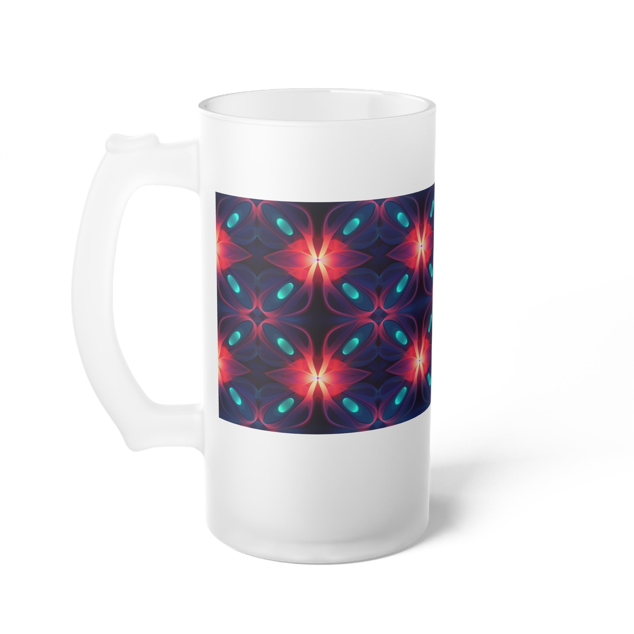 Frosted Glass Beer Mug (AOP) - Seamless Futuristic Designs 04