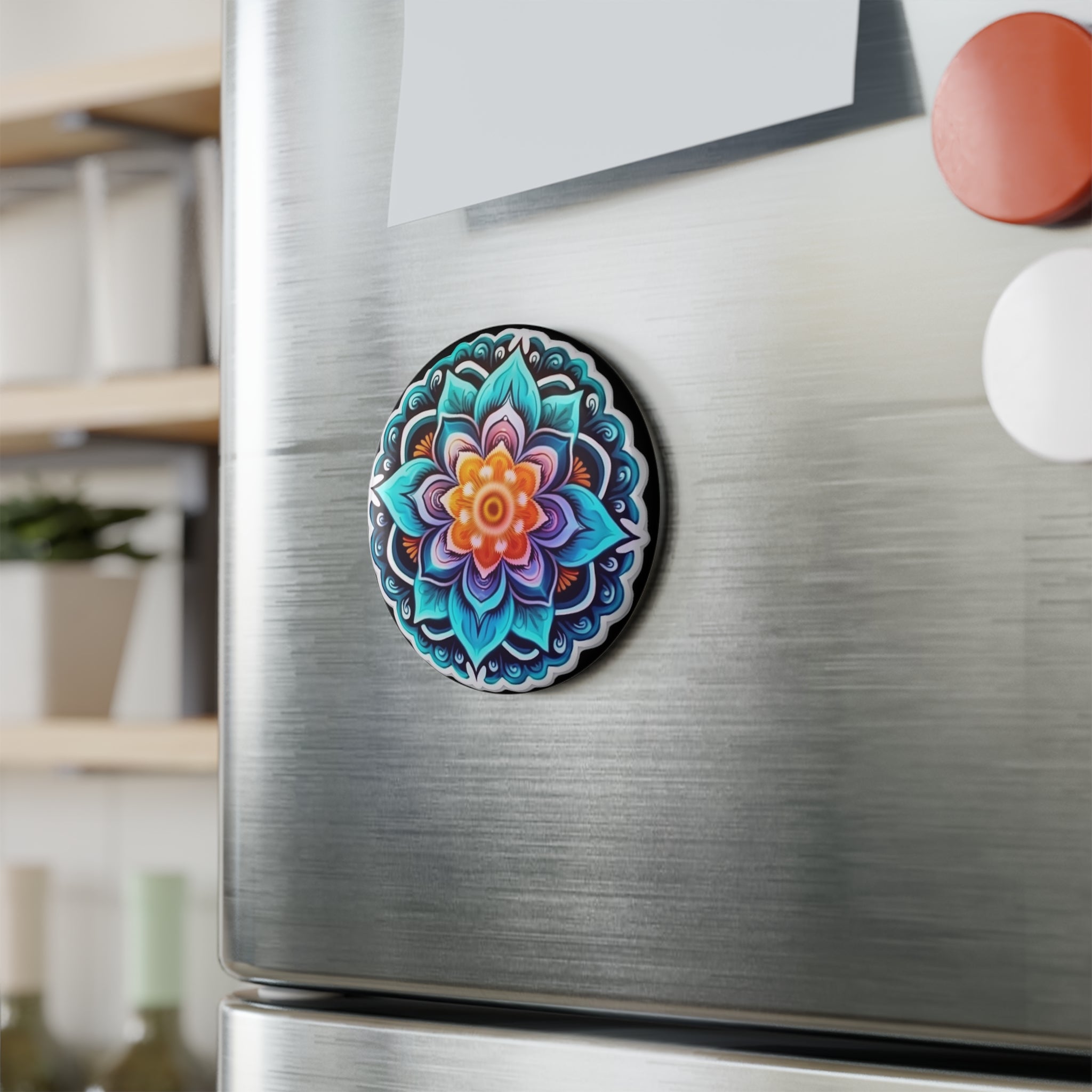 Button Magnet, Round (1 & 10 pcs) - Mandalas 01