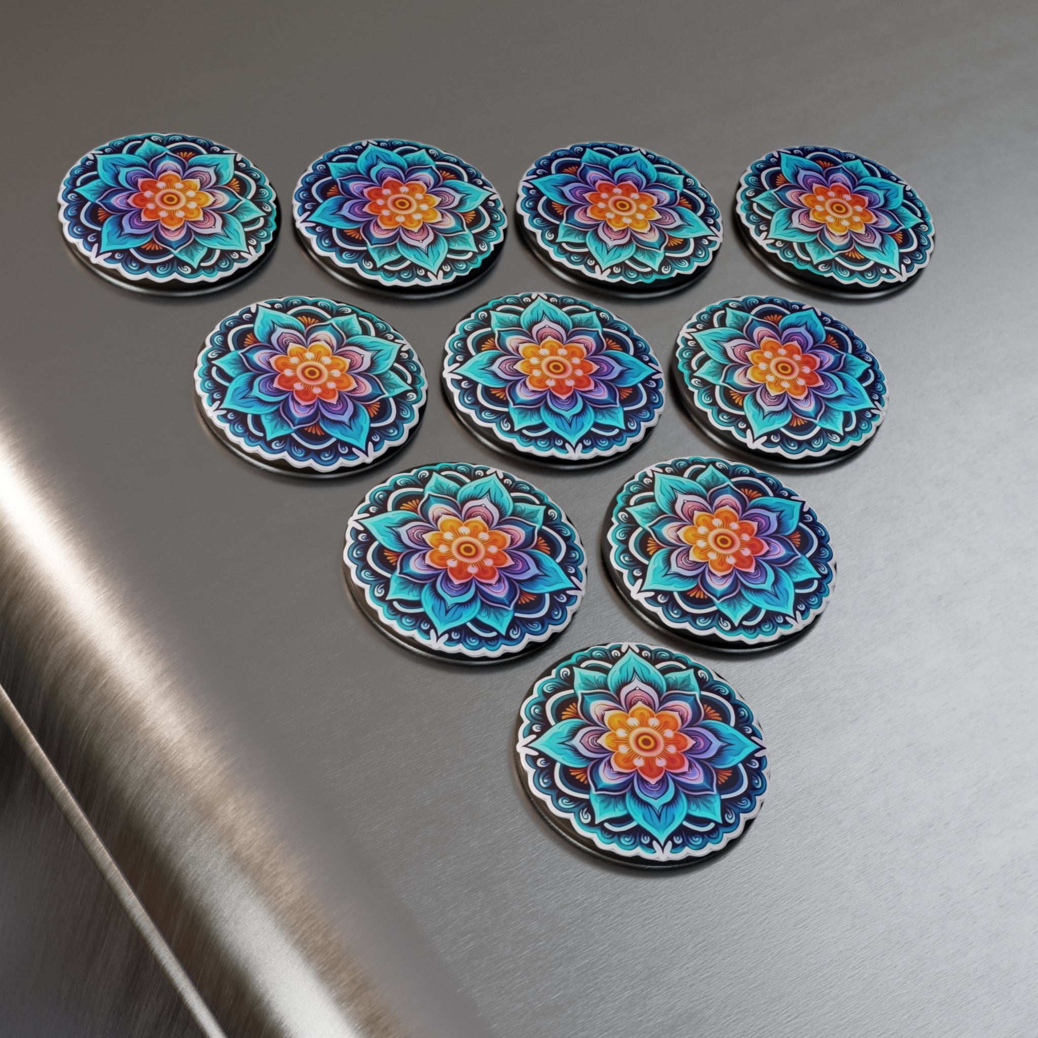 Button Magnet, Round (1 & 10 pcs) - Mandalas 01