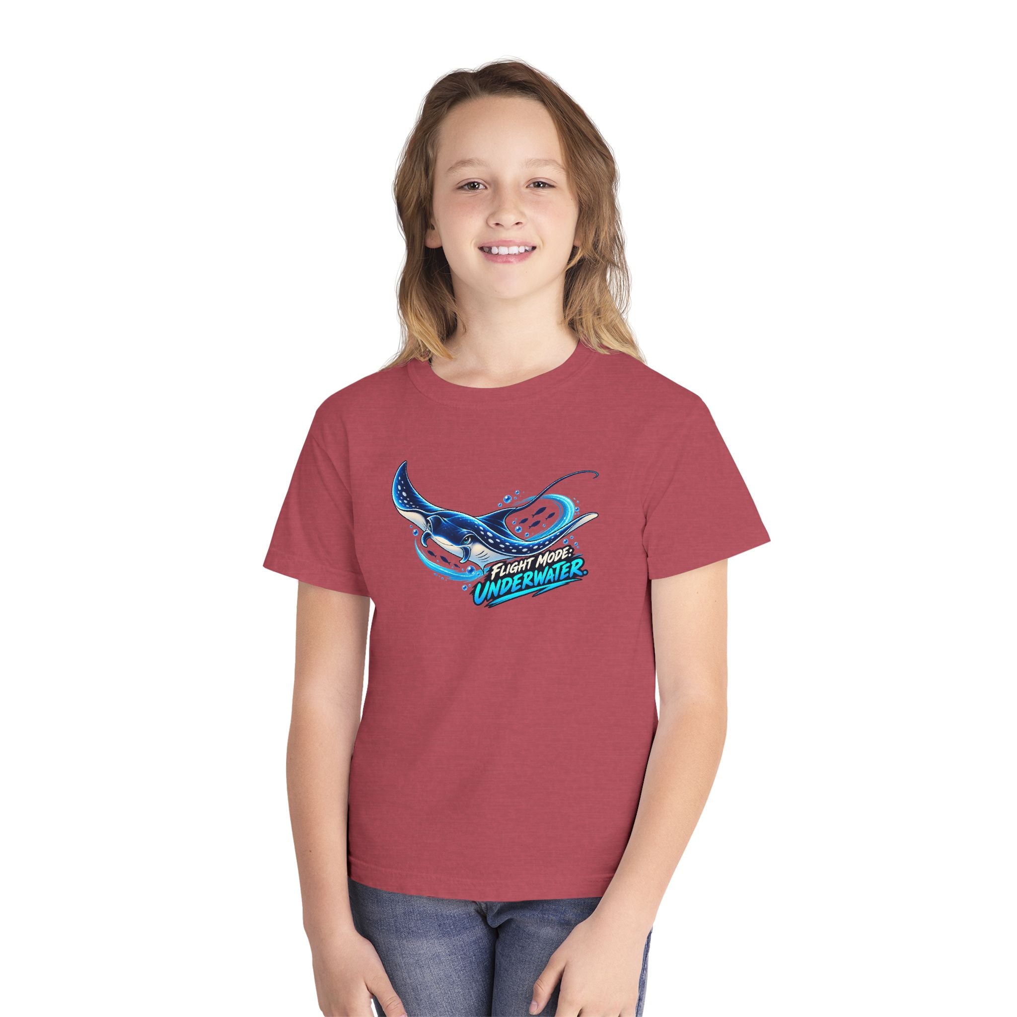 Youth Midweight Cotton Tee - Manta Ray