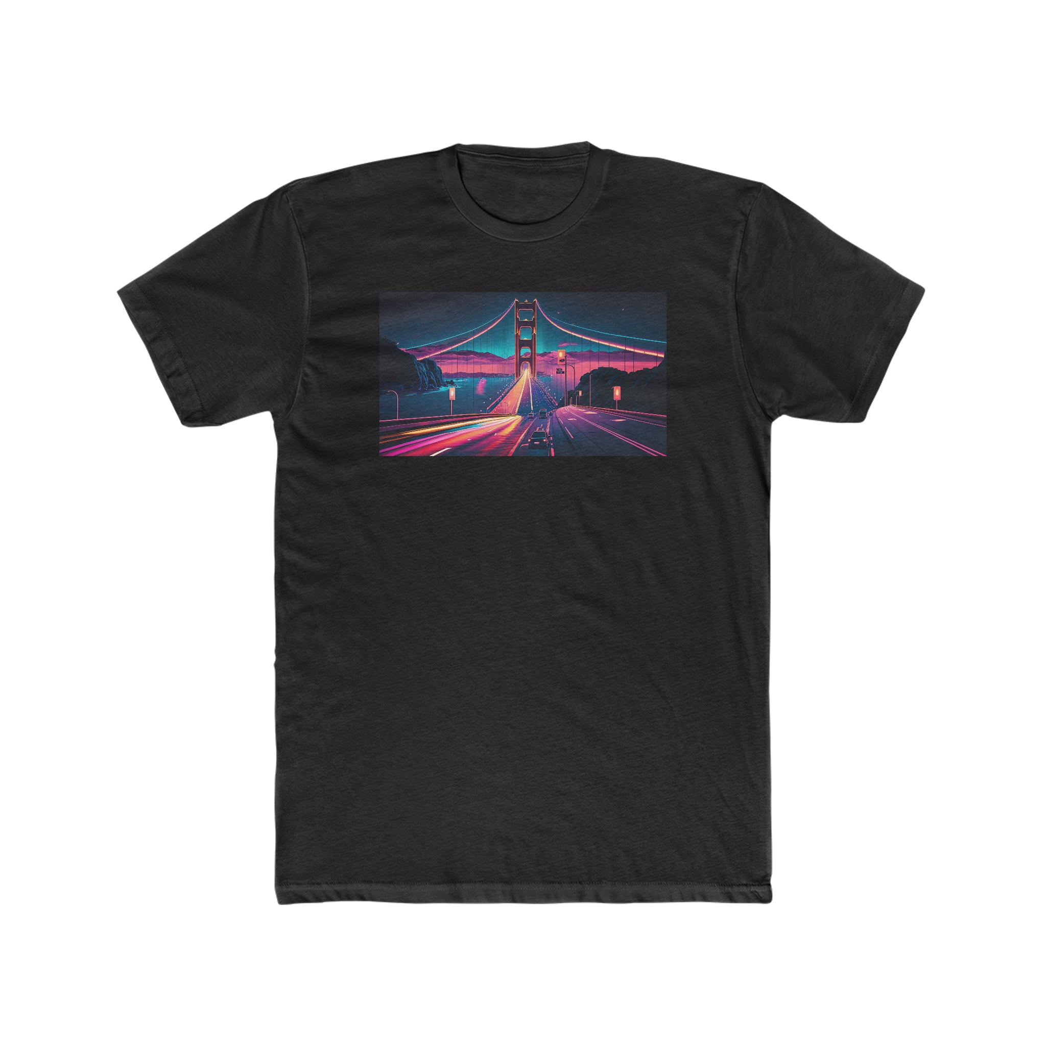 Men's Cotton Crew Tee - Fantasy Art - Golden Gate Bridge