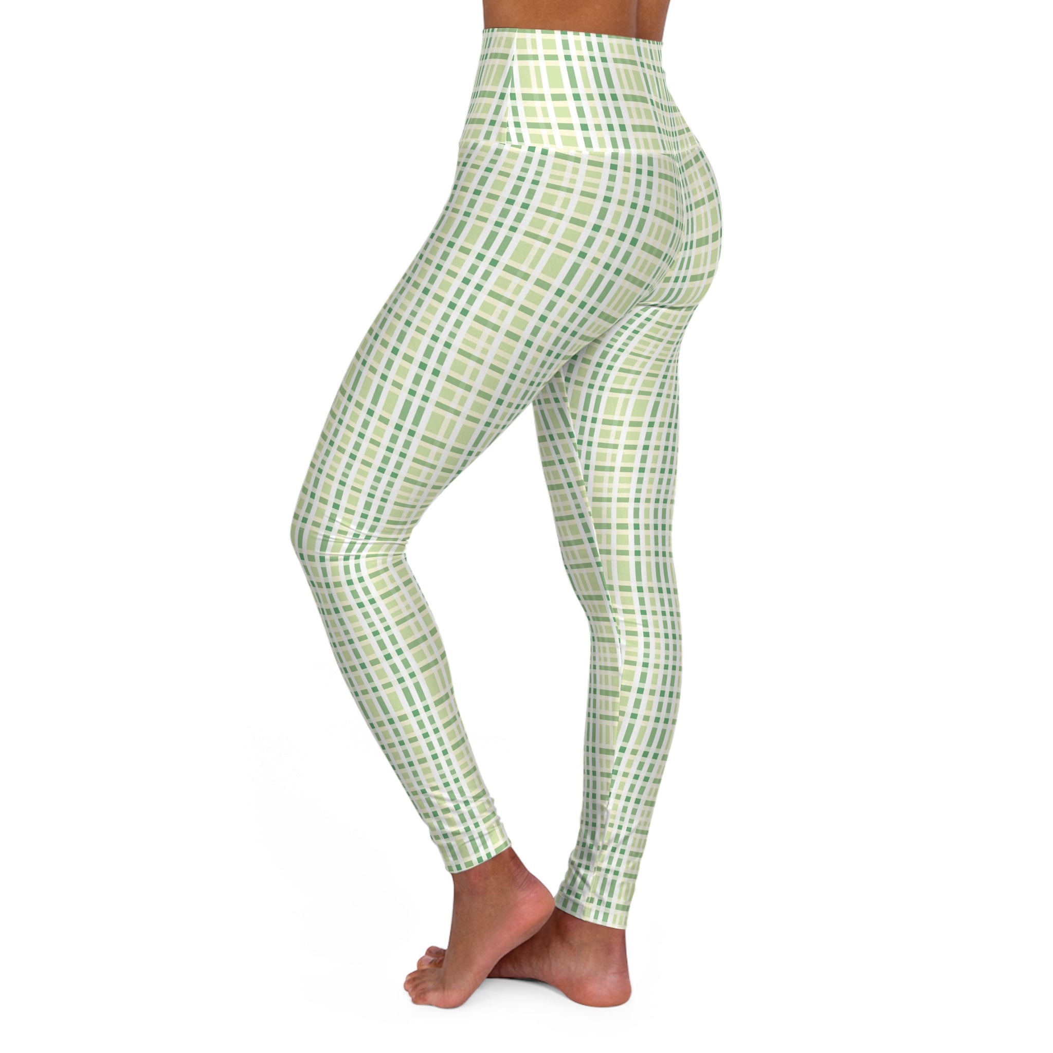 High Waisted Yoga Leggings (AOP) - Seamless Checkered Designs 07