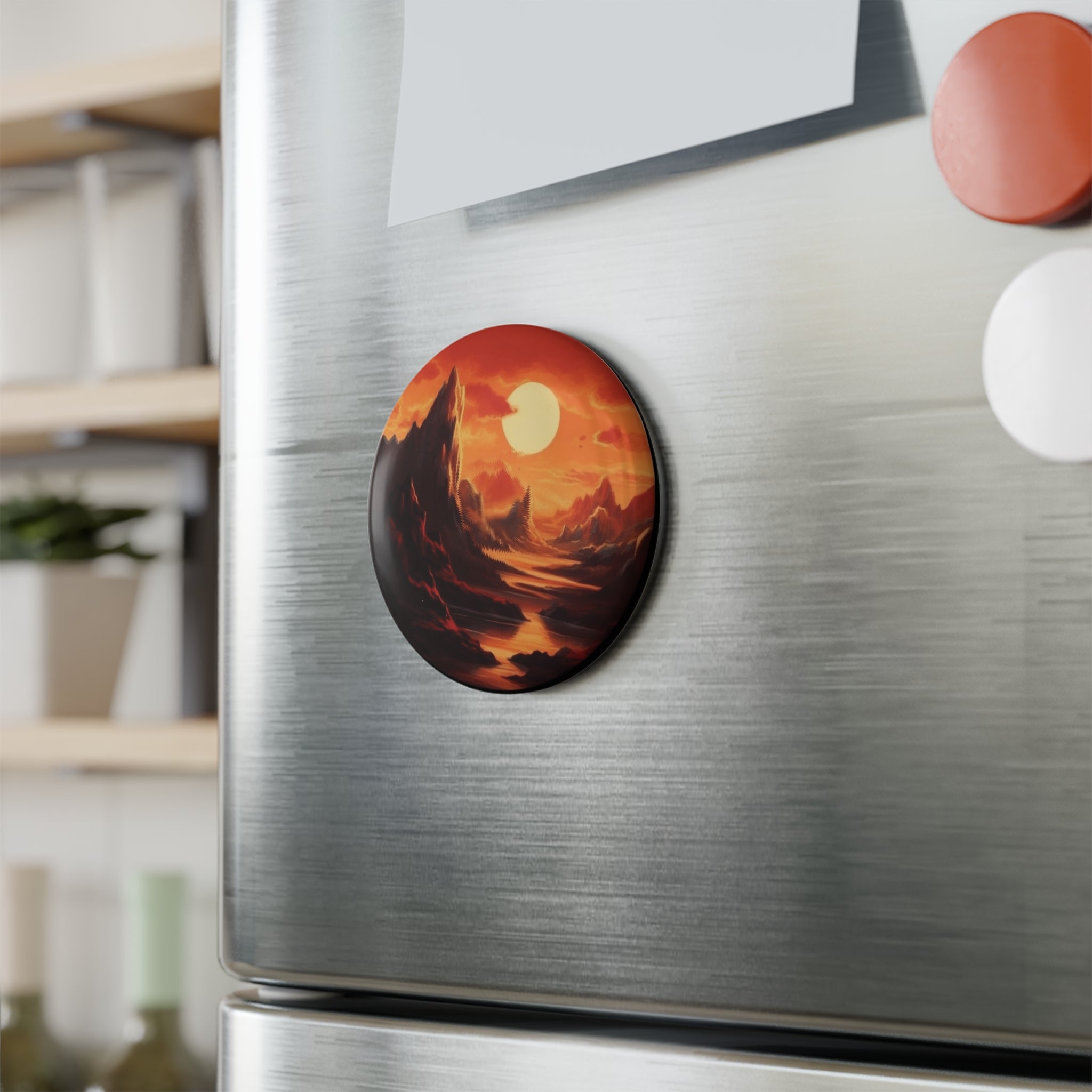 Button Magnet, Round (1 & 10 pcs) - Sunsets 09