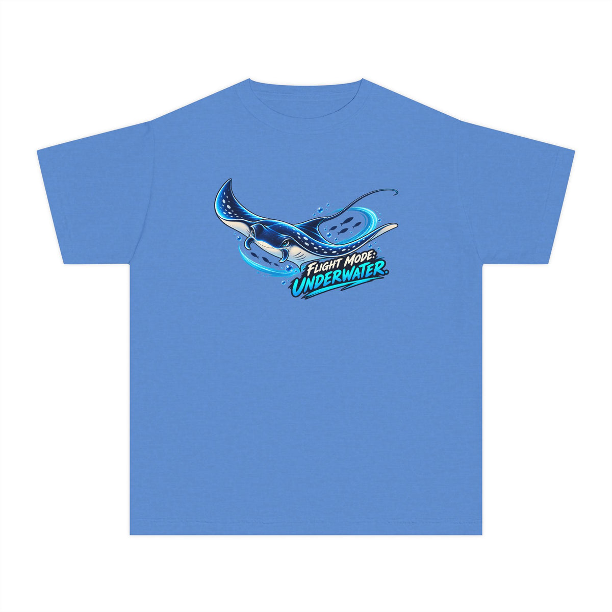 Manta Ray Flying Underwater, a Science design, on a youth midweight cotton tee