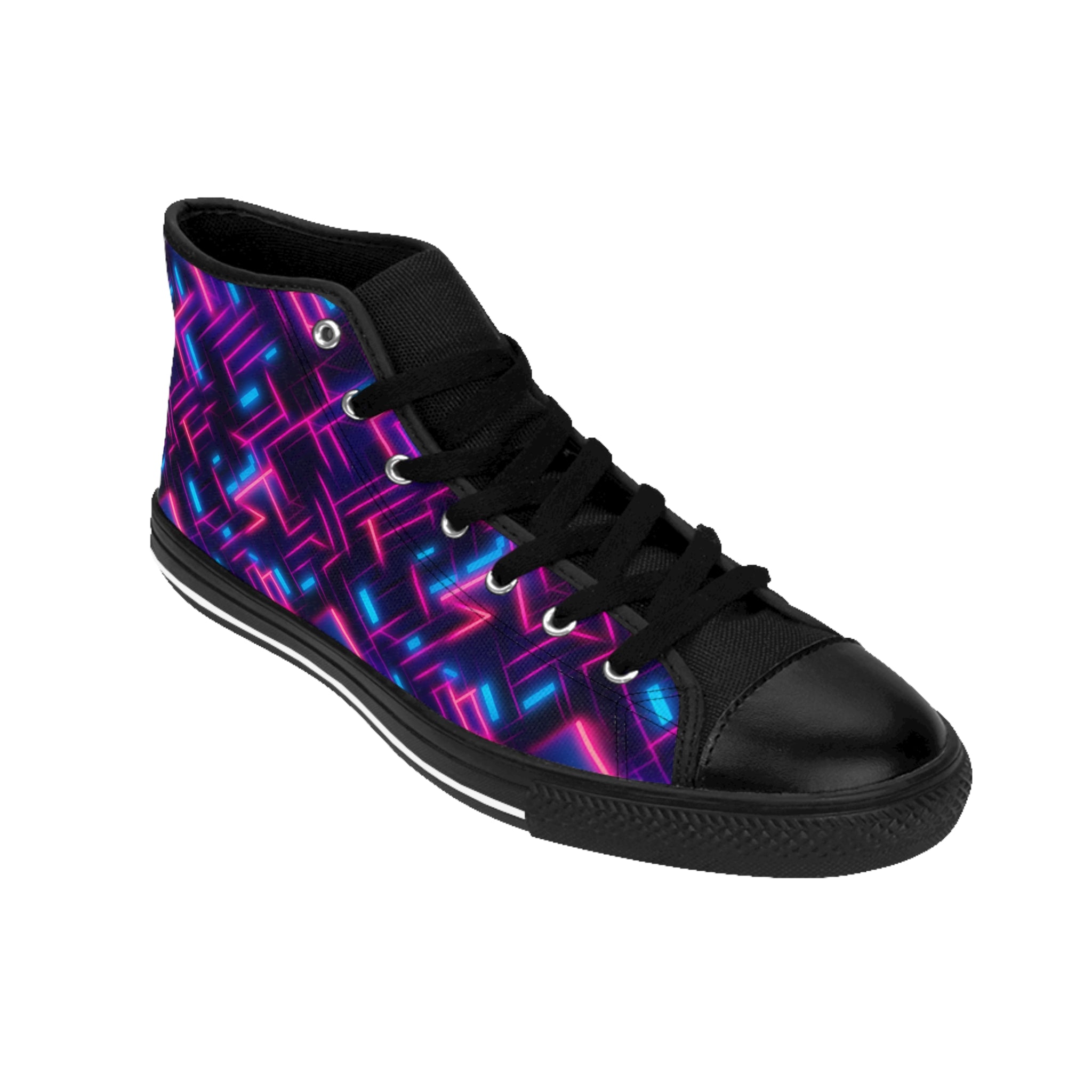 Men's Classic Sneakers (AOP) - Seamless Vibrant Synthwave Designs 01