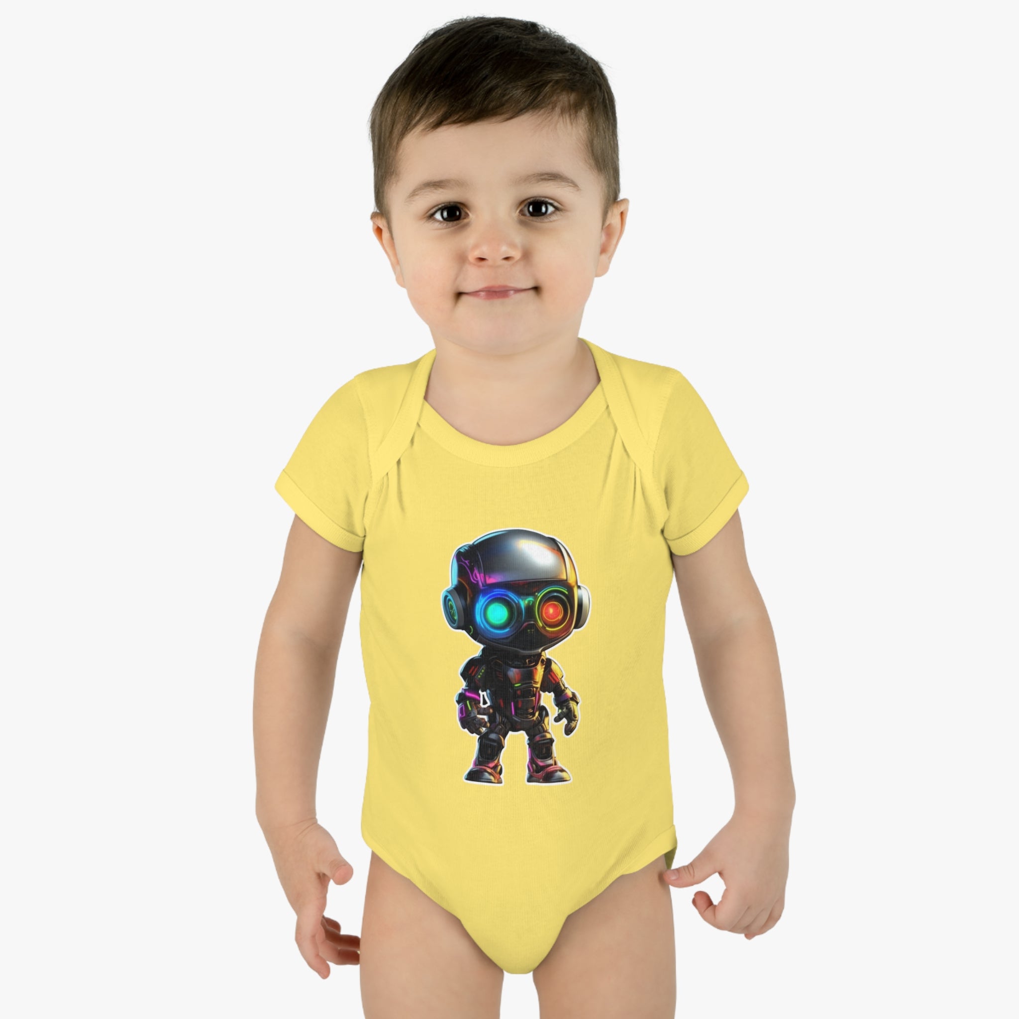Infant Baby Rib Bodysuit - Byte, Robot Pop Art 06