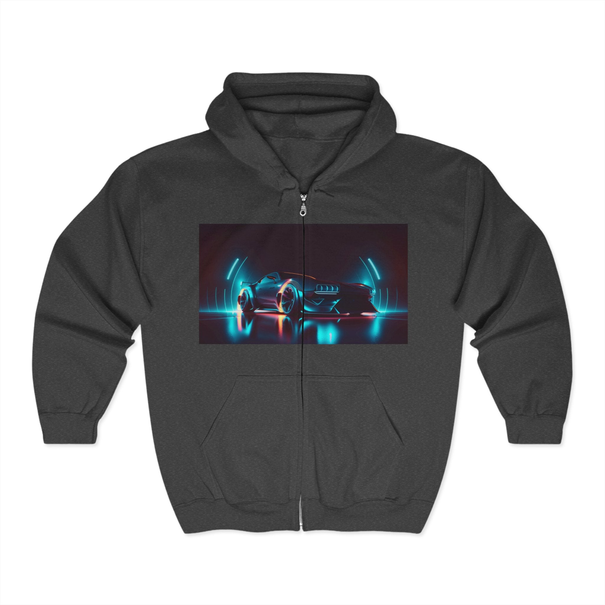 Unisex Heavy Blend™ Full Zip Hooded Sweatshirt - Neon Car 13