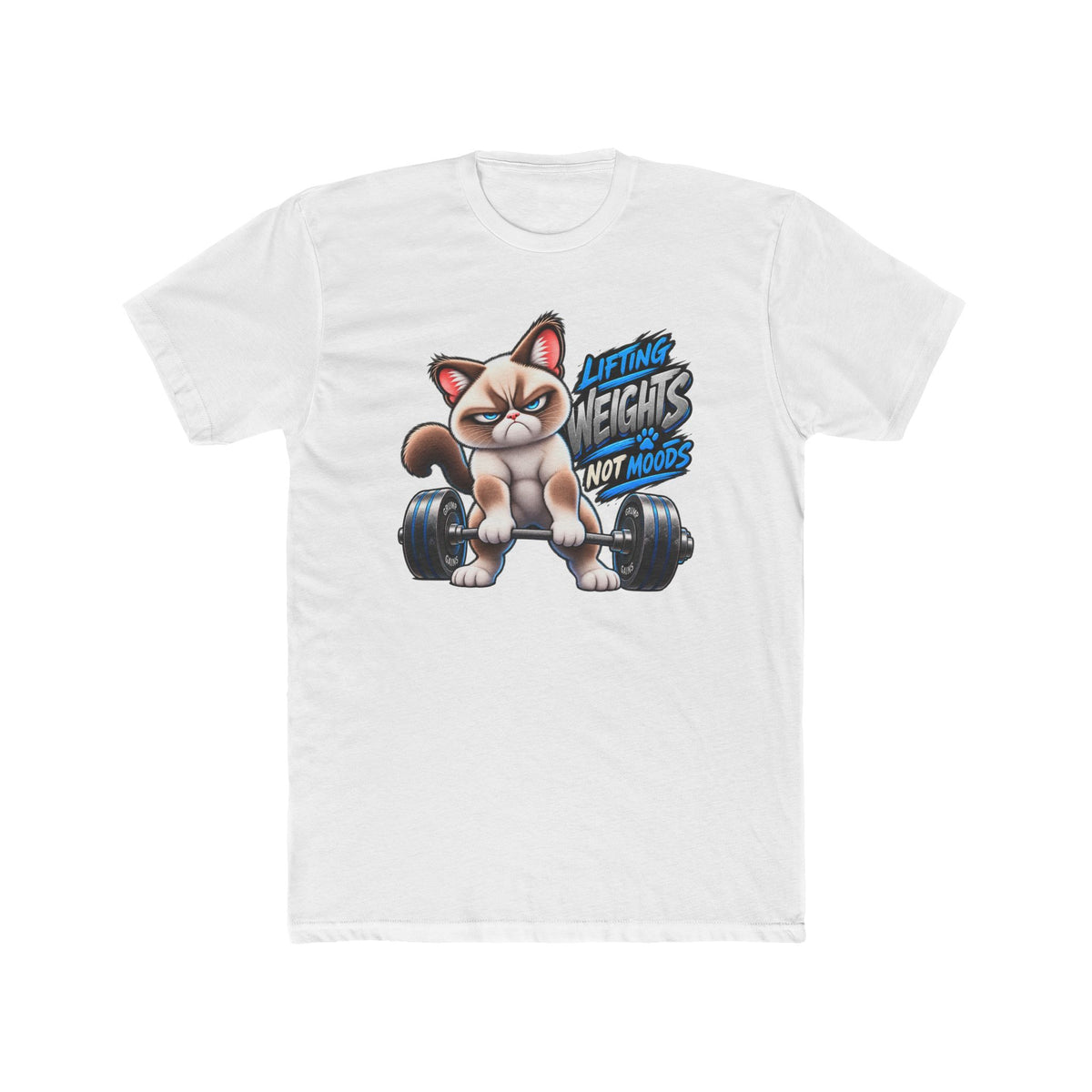 Men's Cotton Crew Tee - Grumpy Cats Collection - Lifting Weights, not Moods