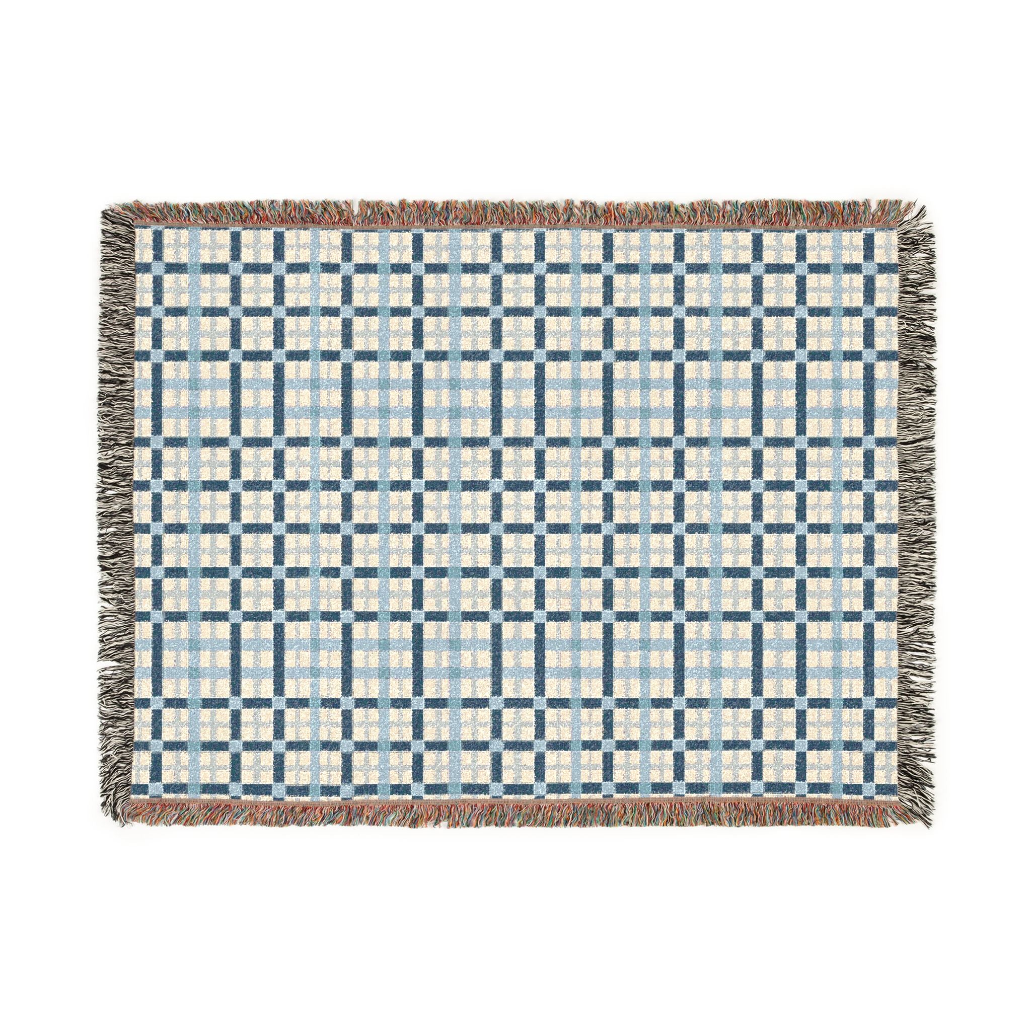 Woven Throw Blanket — Reversible Cozy Check Pattern for Living Room & Cabin - Design 01