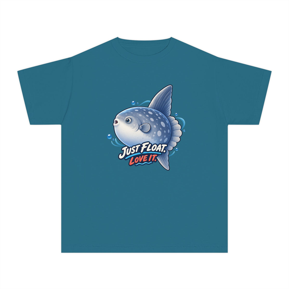 Sunfish drifting, a Science design, on a youth midweight cotton tee