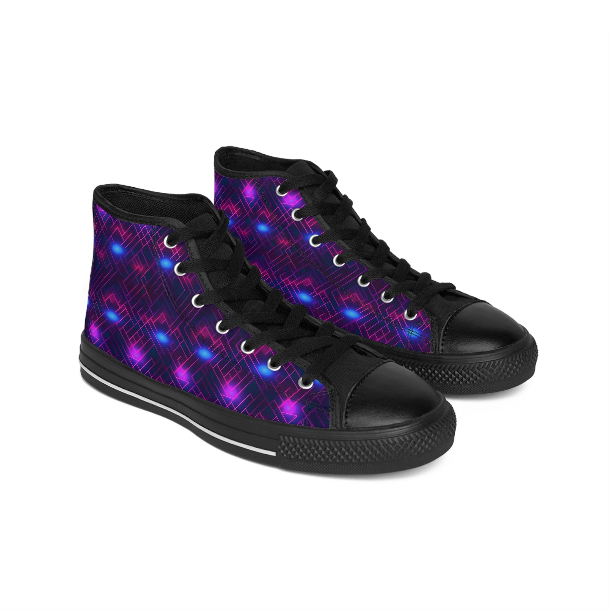 Men's Classic Sneakers (AOP) - Seamless Vibrant Synthwave Designs 02