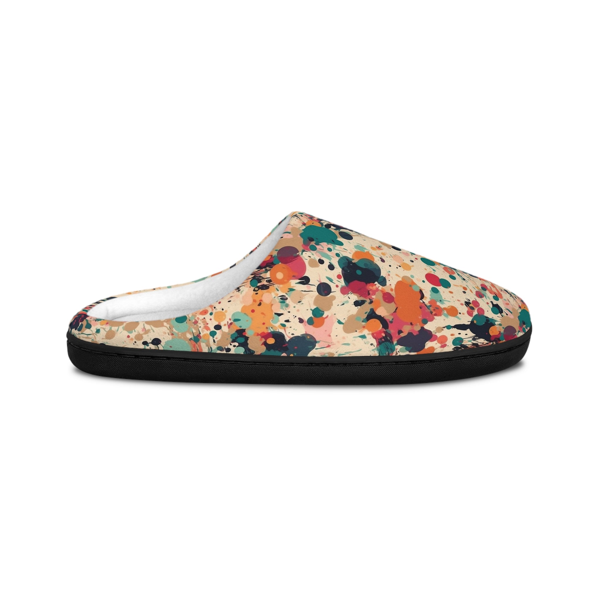 Men's Indoor Slippers (AOP) - Seamless Color Splatter Design 02