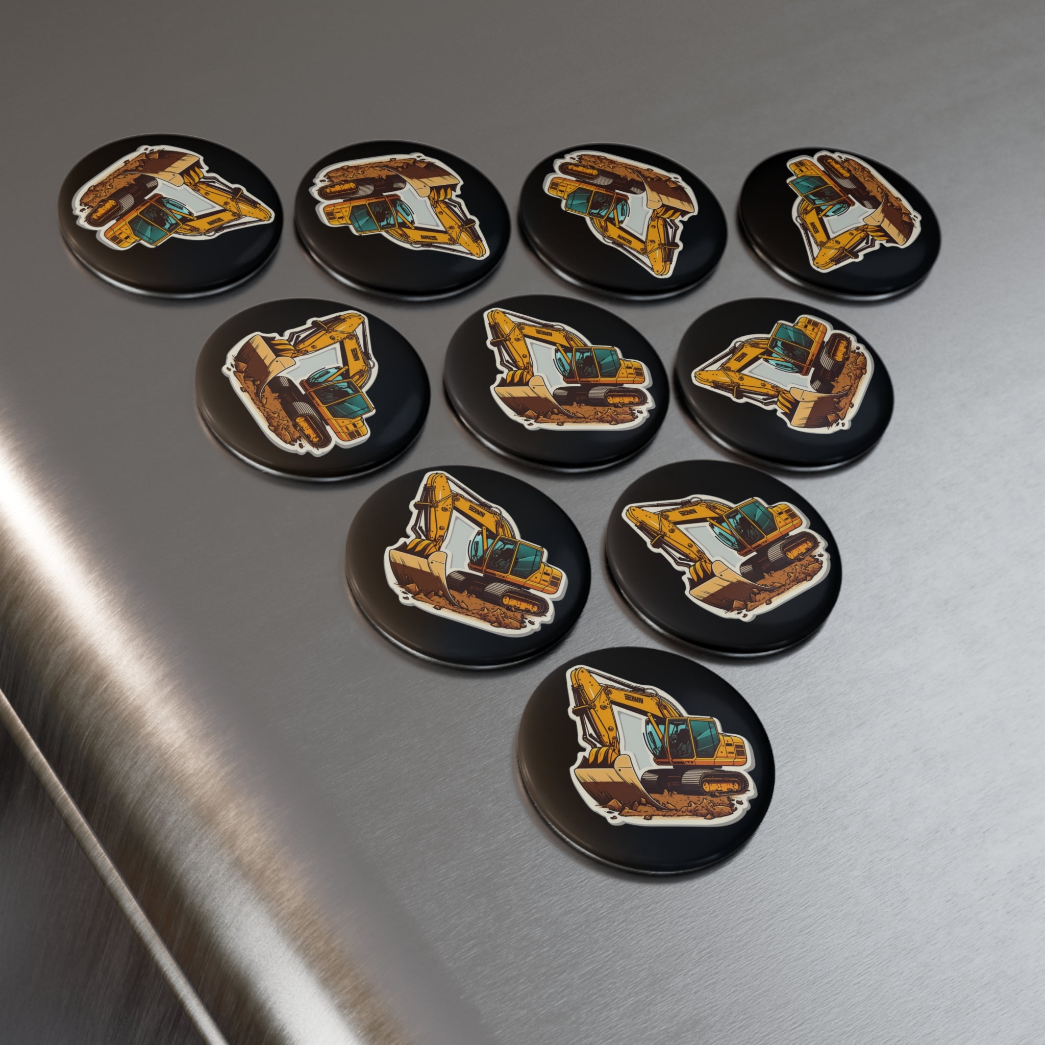 Button Magnet, Round (1 & 10 pcs) - Excavator