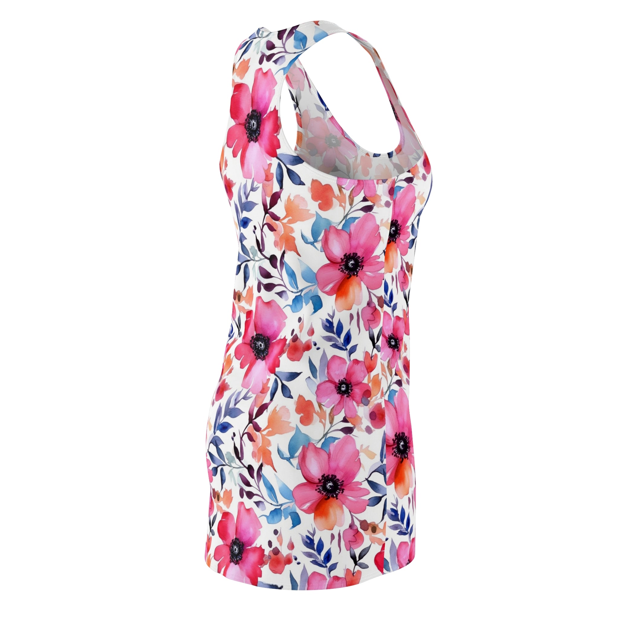 Women's Cut & Sew Racerback Dress (AOP) - Seamless Flower Watercolor Designs 02