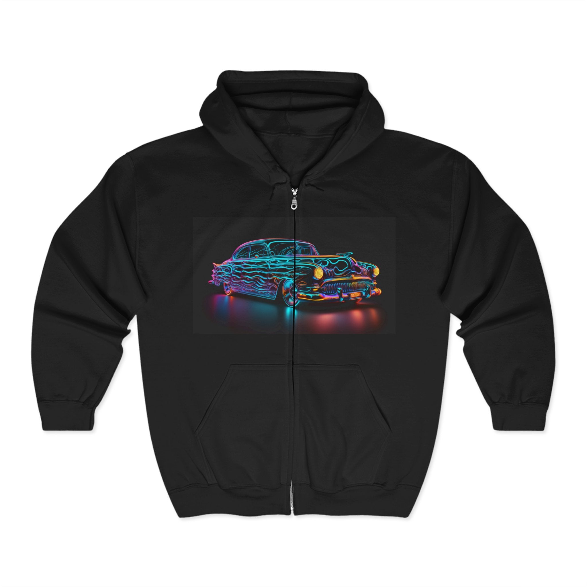 Unisex Heavy Blend™ Full Zip Hooded Sweatshirt - Neon Car 08