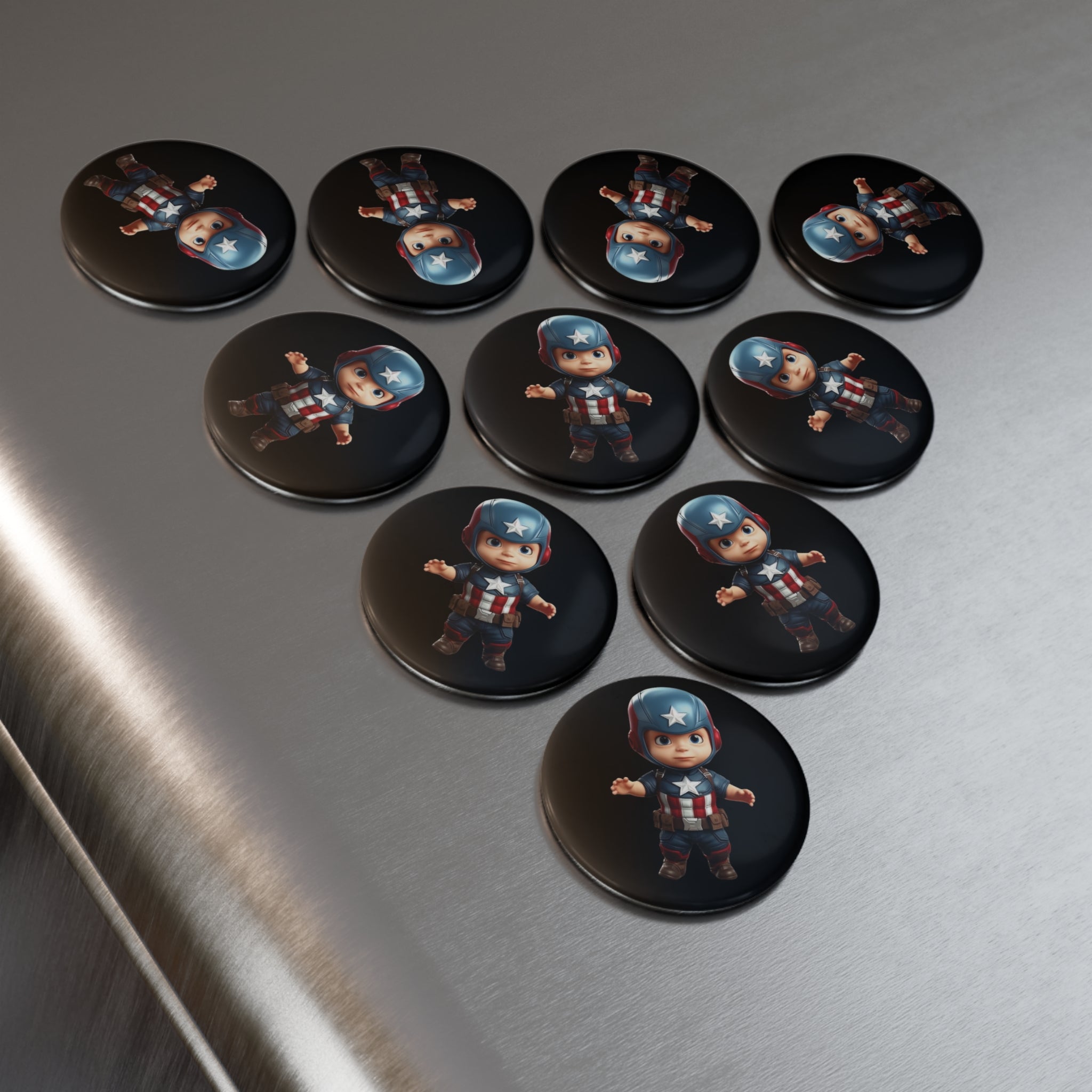 Button Magnet, Round (1 & 10 pcs) - Baby Captain America 01