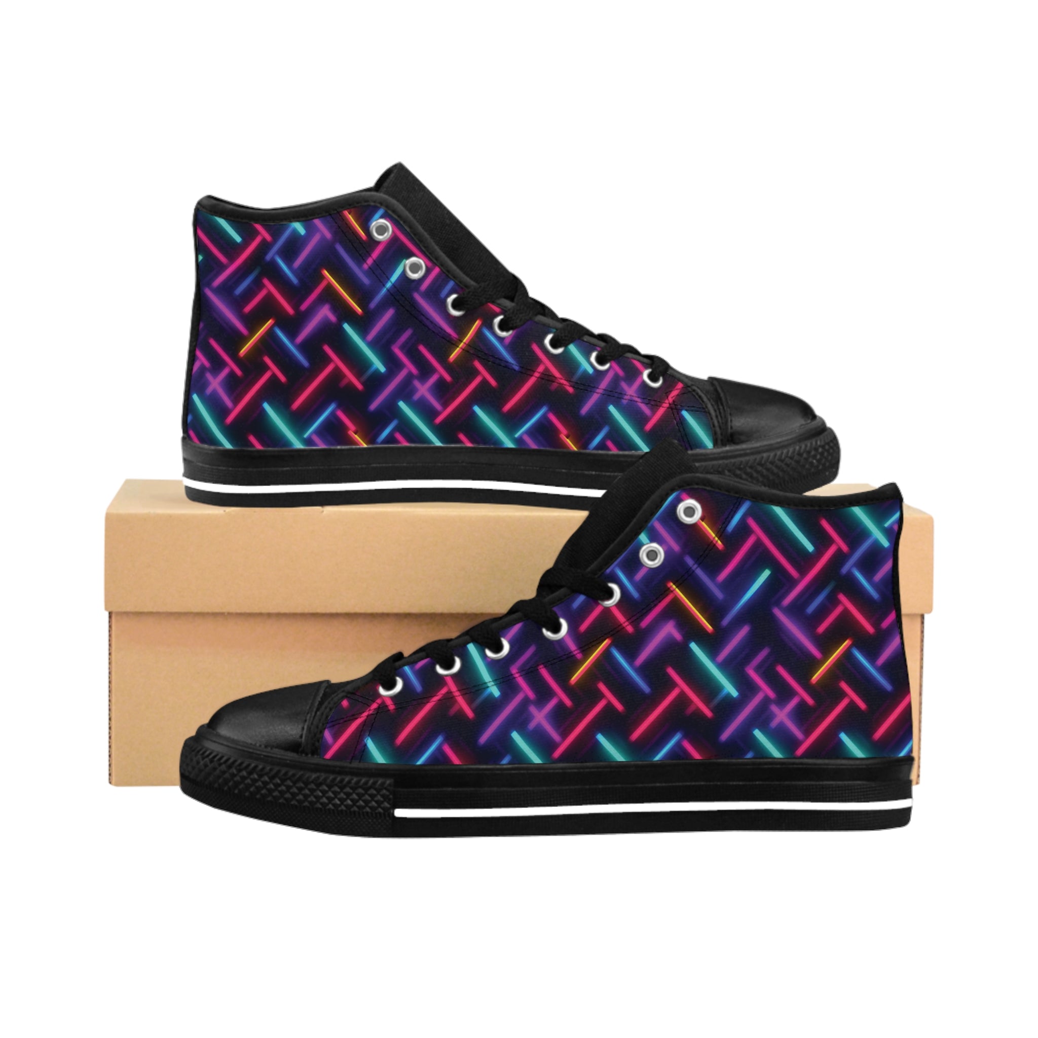 Men's Classic Sneakers (AOP) - Seamless Vibrant Neon Designs 05