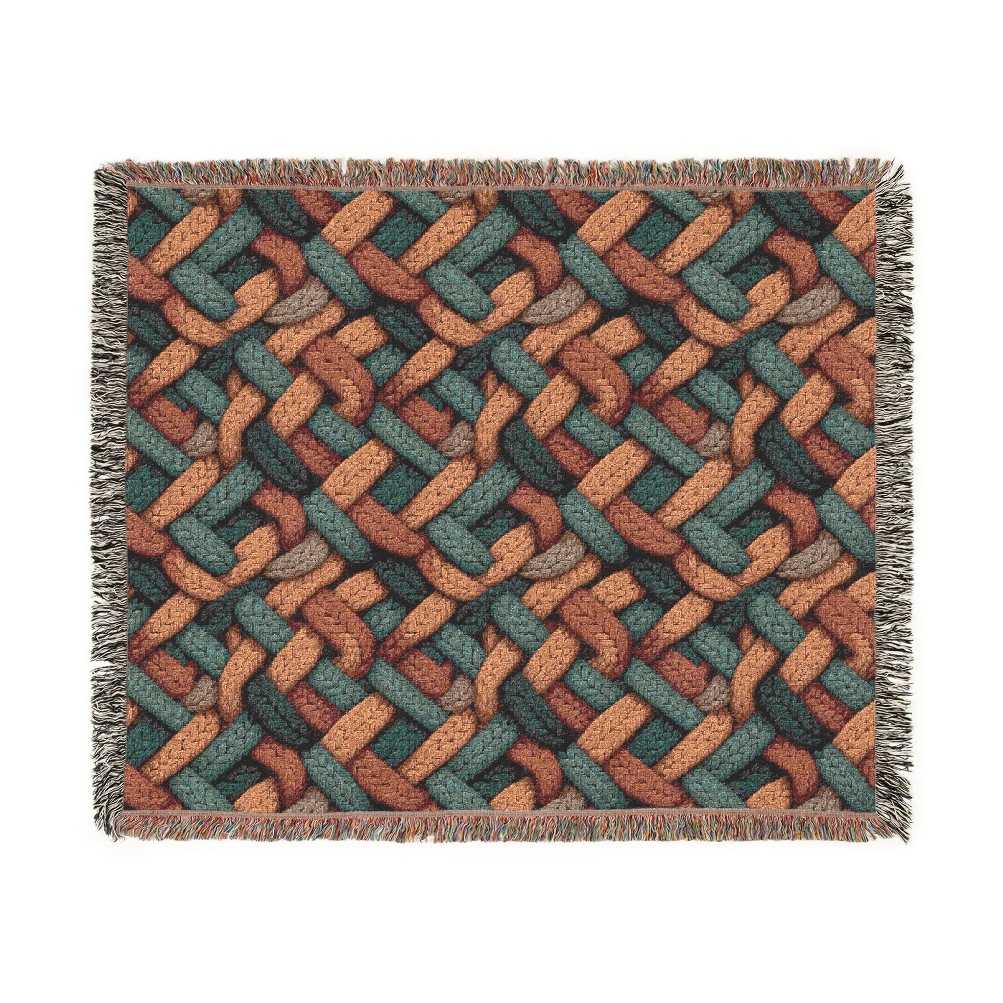 Woven Throw Blanket — Reversible Cozy Check Pattern for Living Room & Cabin - Design 07