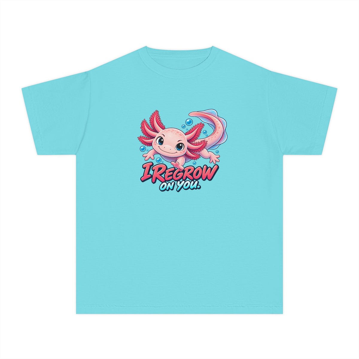 Axolotl, a Science design, on a youth midweight cotton tee