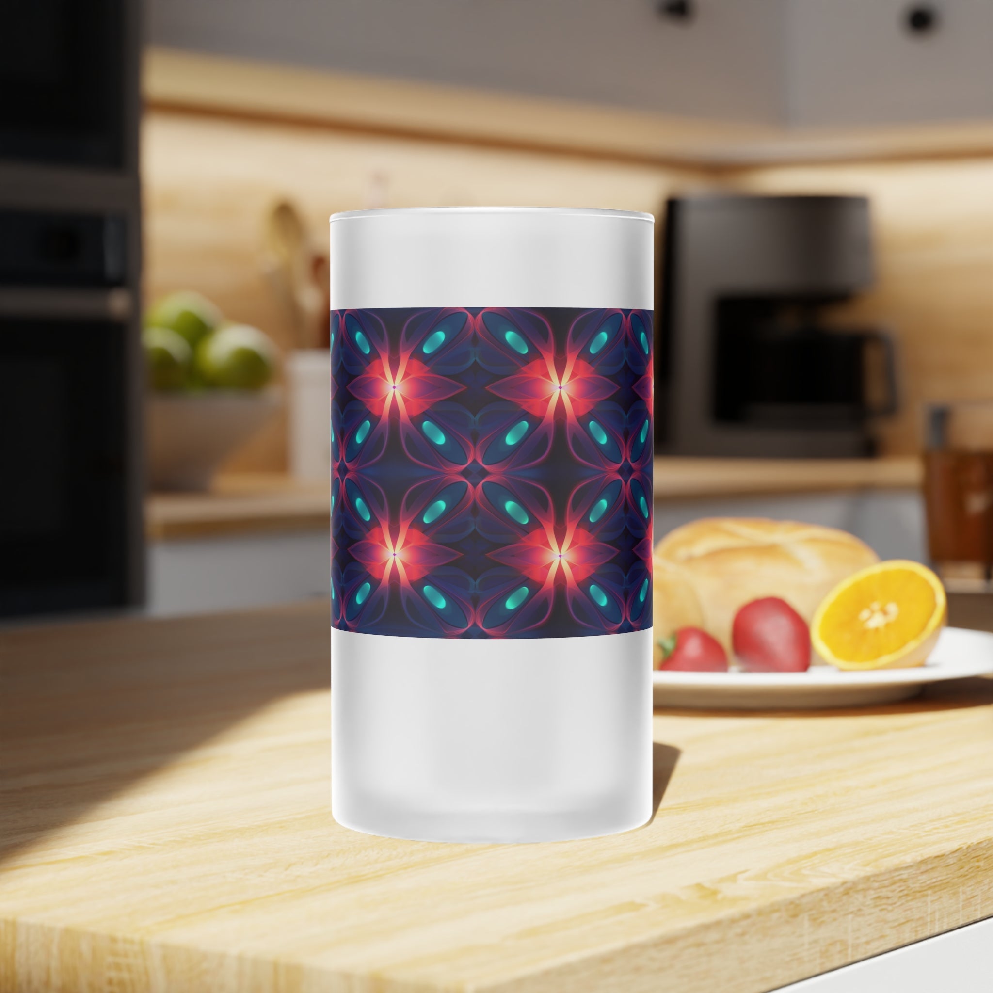 Frosted Glass Beer Mug (AOP) - Seamless Futuristic Designs 04