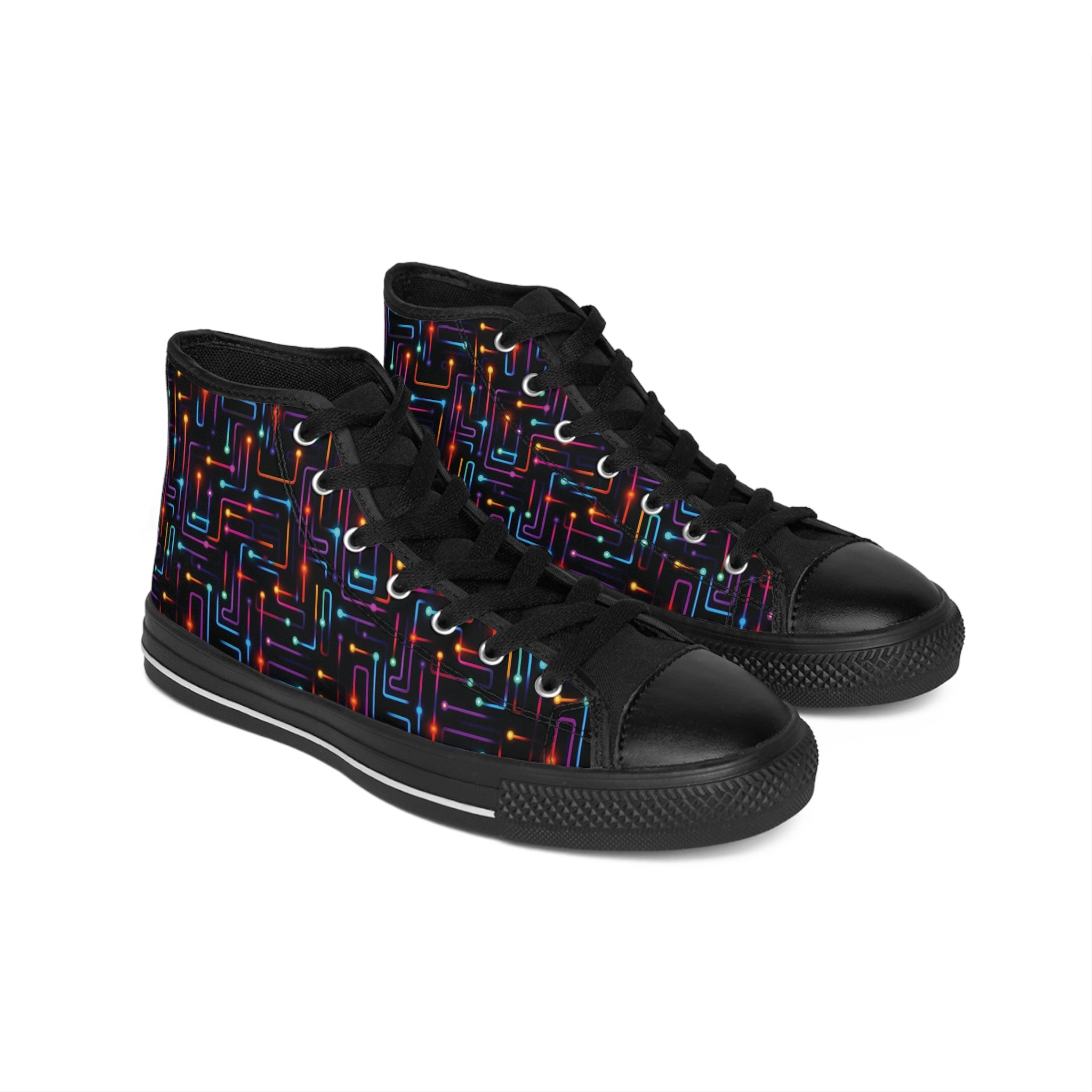 Men's Classic Sneakers (AOP) - Seamless Vibrant Neon Designs 03