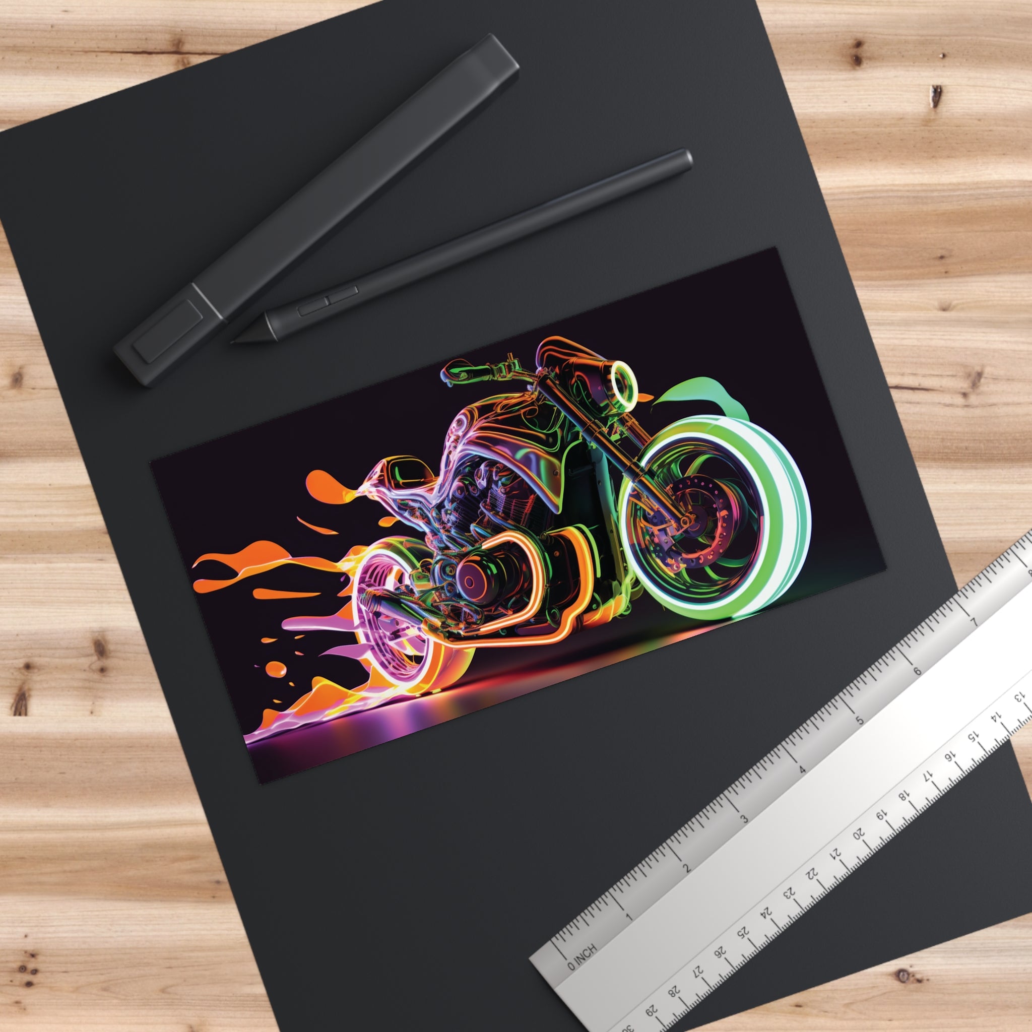 Bumper Stickers - Neon Motorcycle Design 06