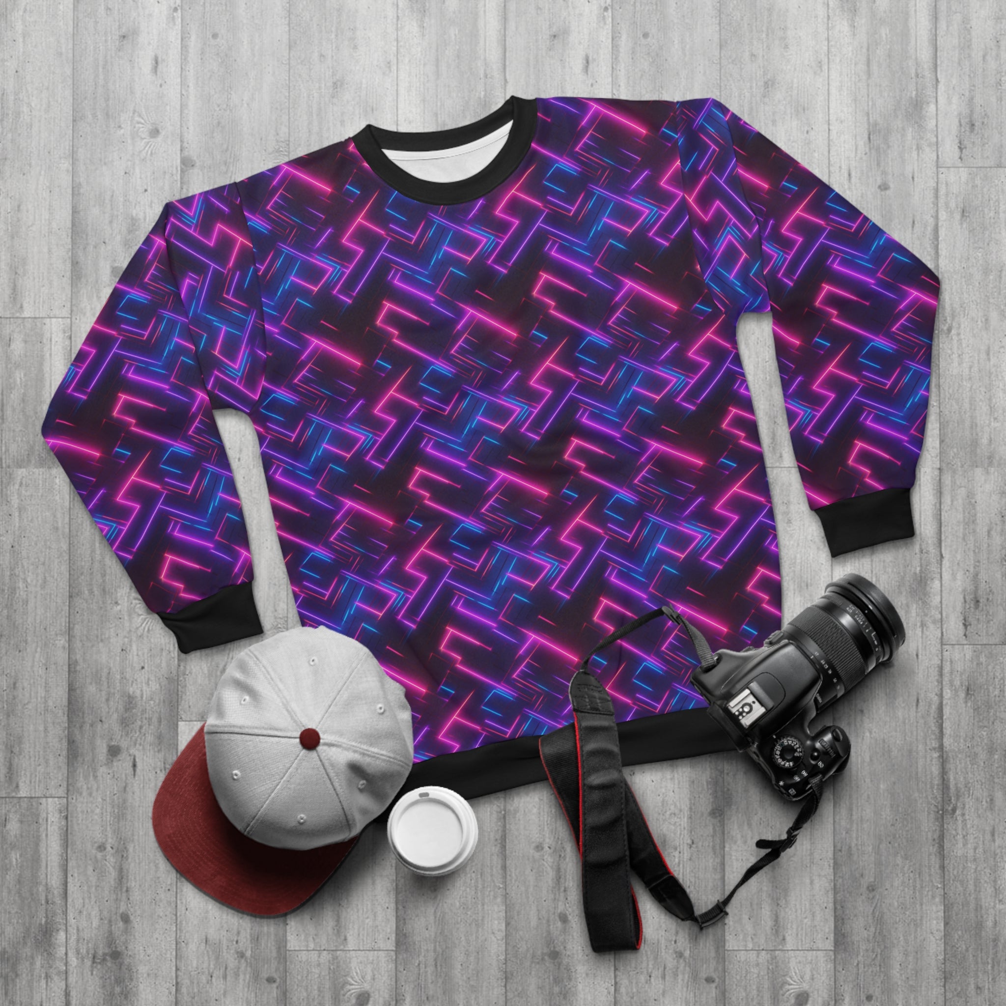 Unisex Sweatshirt (AOP) - Seamless Synthwave Designs 05