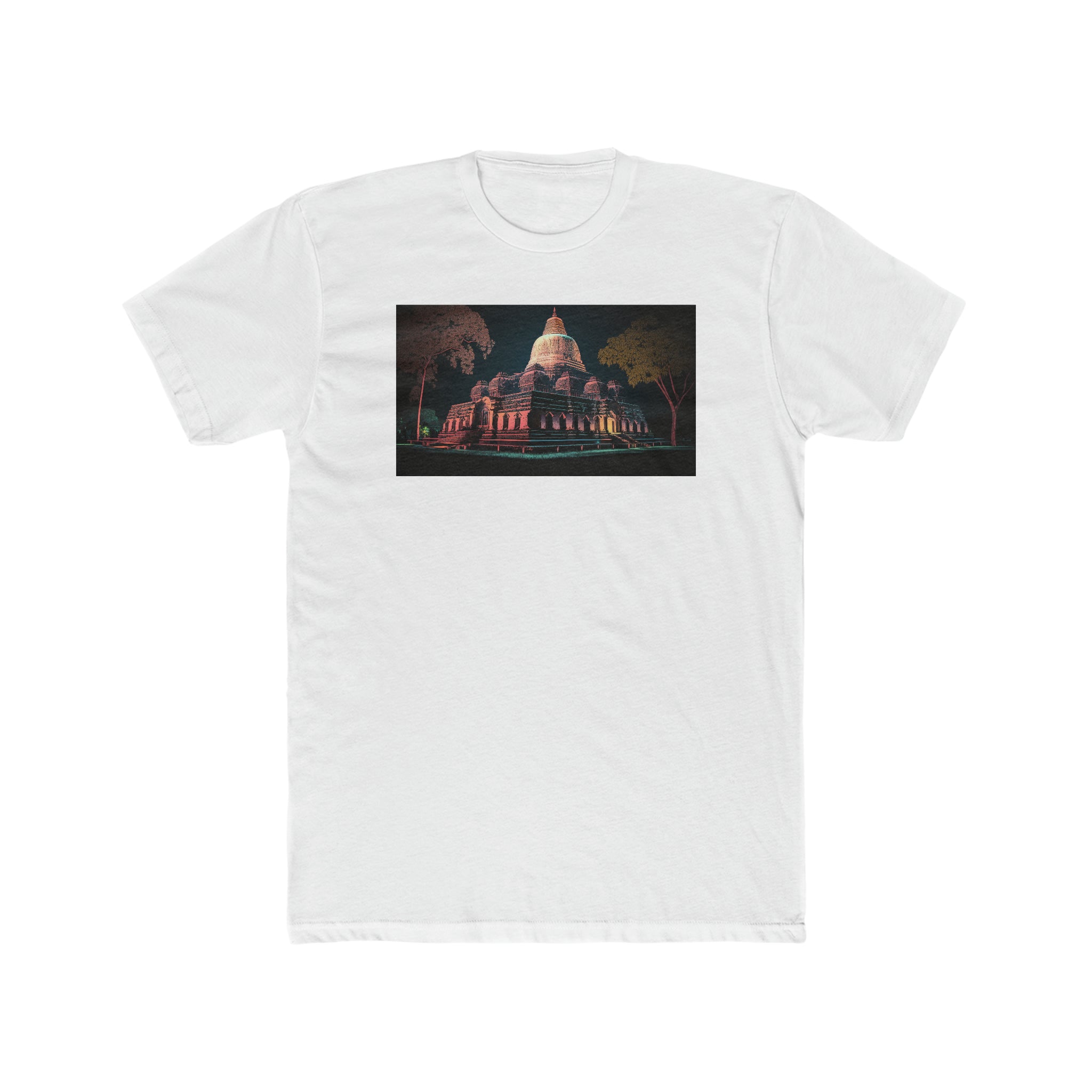 Men's Cotton Crew Tee - Fantasy Art - Ruwanwelisaya Stupa