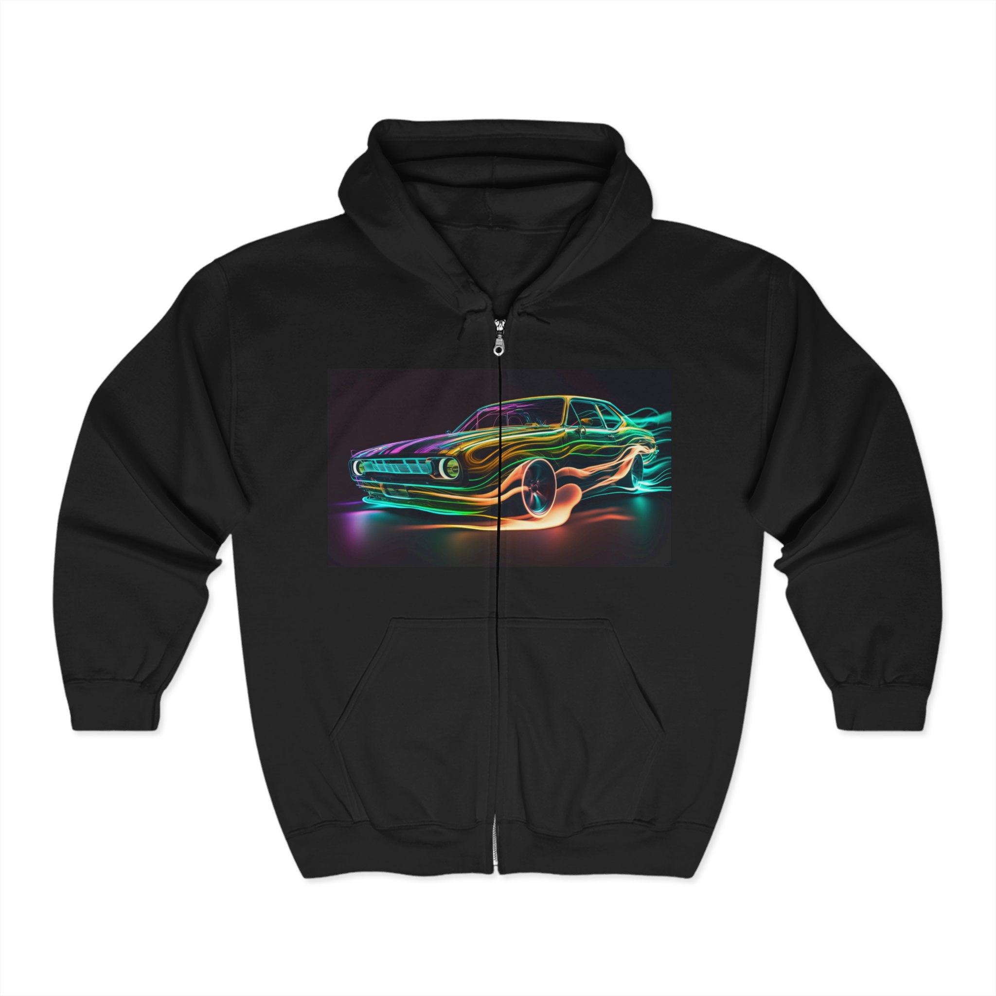 Unisex Heavy Blend™ Full Zip Hooded Sweatshirt - Neon Car 03