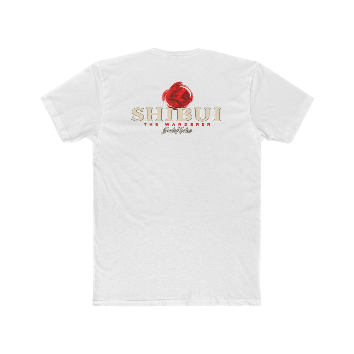 The Wanderer, a Shibui design, on a men's cotton crew tee