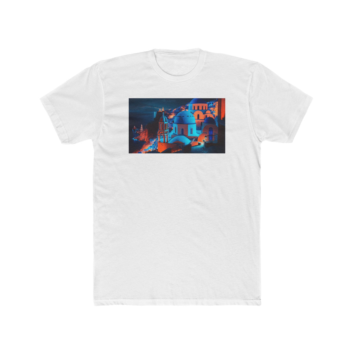 Men's Cotton Crew Tee - Elsewhere collection - Oia Blue Domes