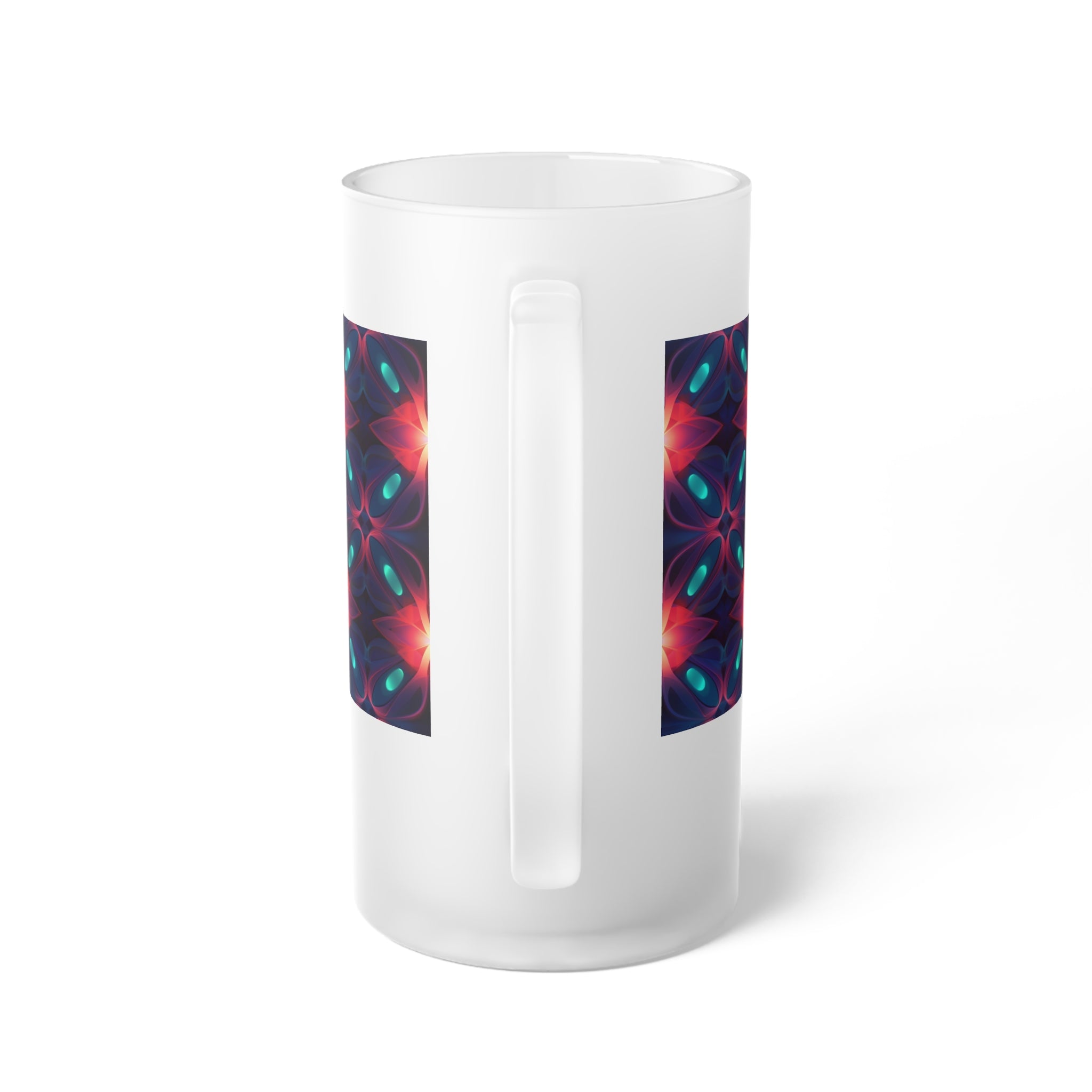 Frosted Glass Beer Mug (AOP) - Seamless Futuristic Designs 04