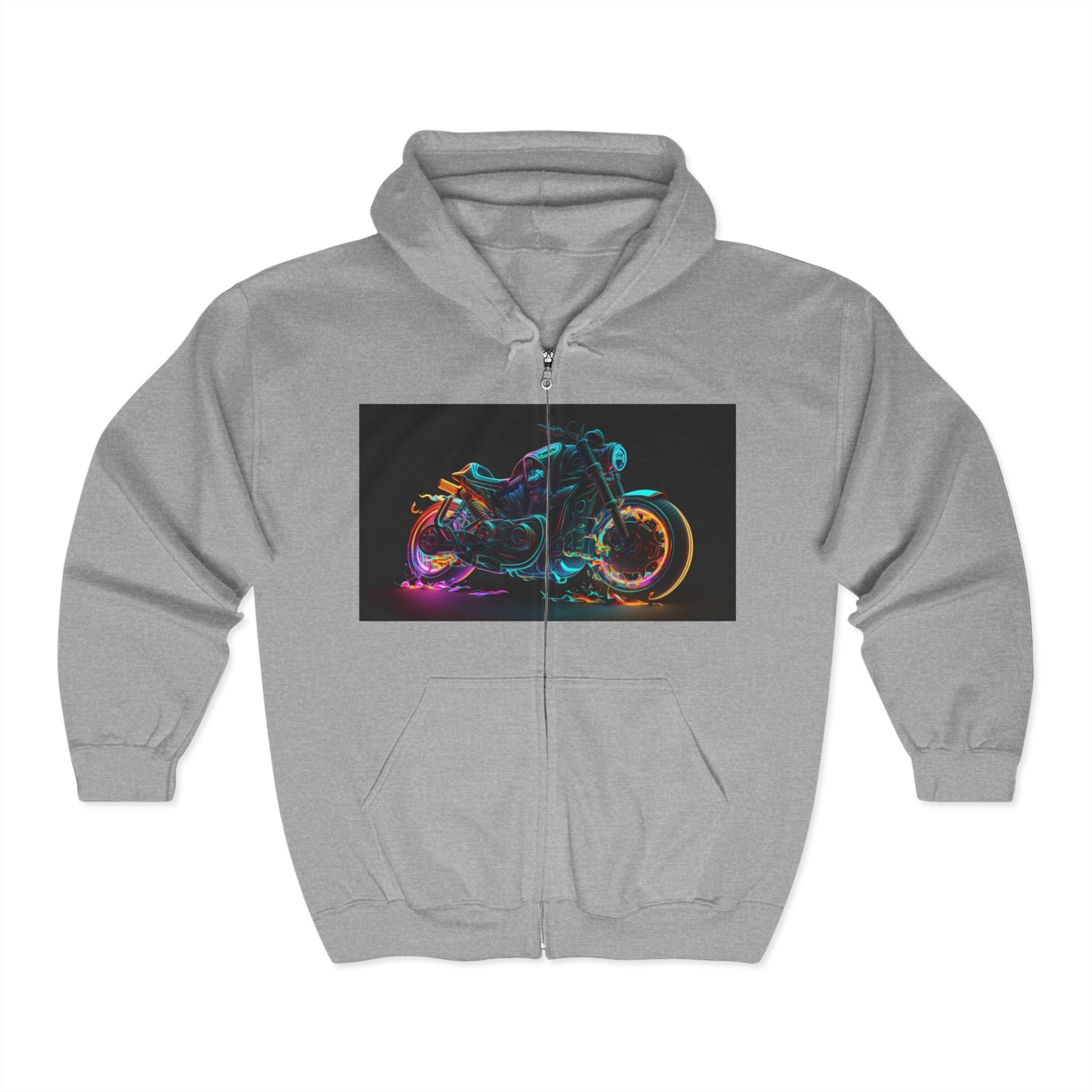 Unisex Heavy Blend™ Full Zip Hooded Sweatshirt - Neon Motorcycle 10