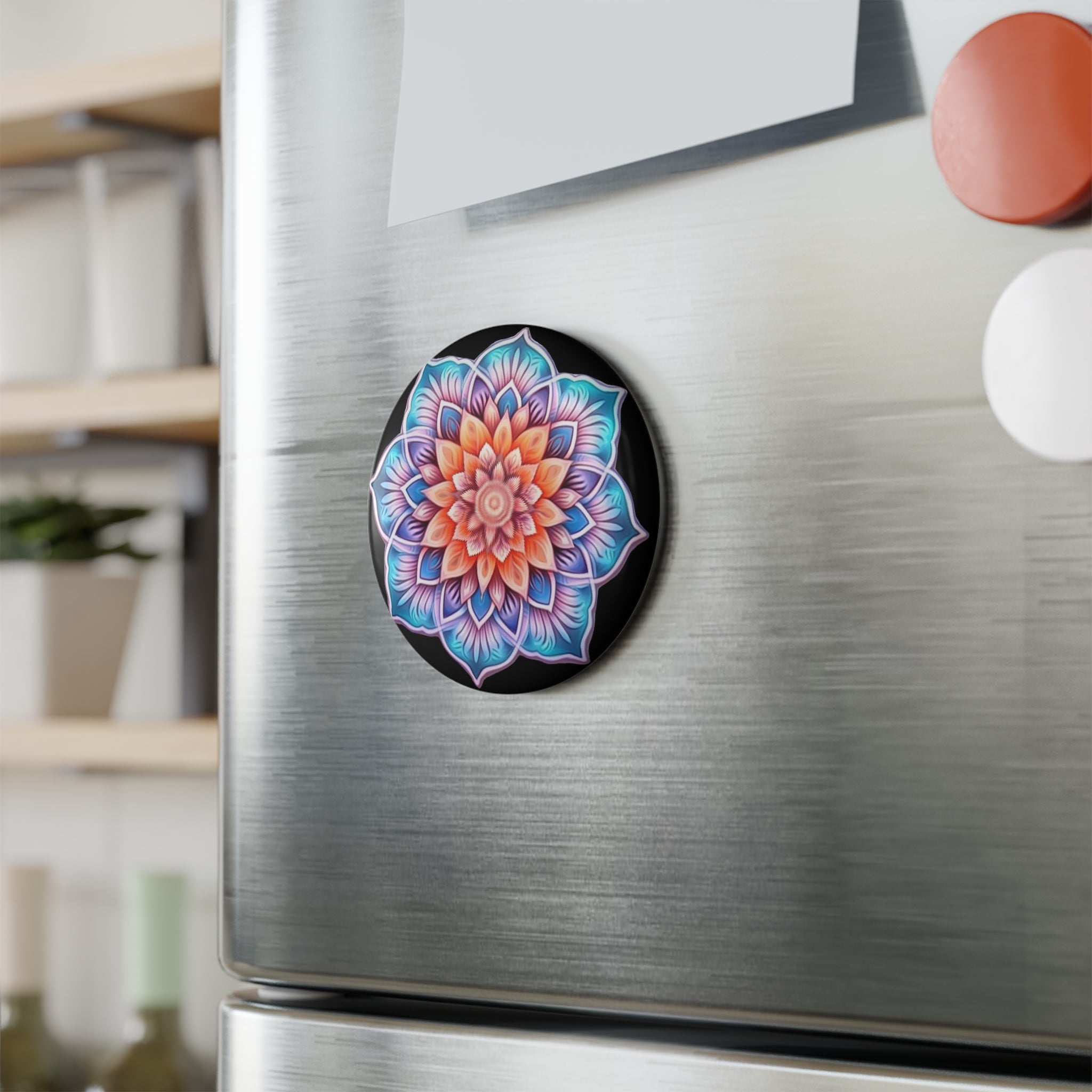 Button Magnet, Round (1 & 10 pcs) - Mandalas 15