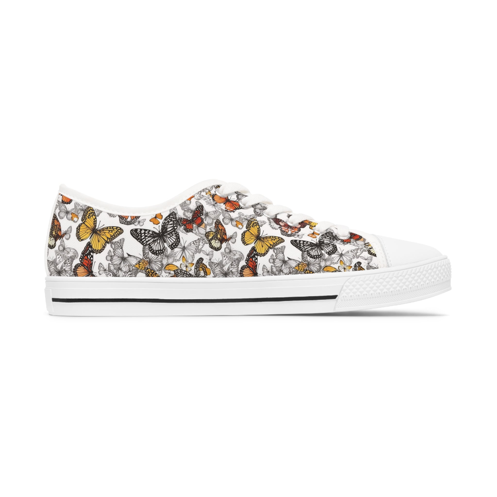 Women's Low Top Sneakers (AOP) - Seamless Butterfly Designs 04