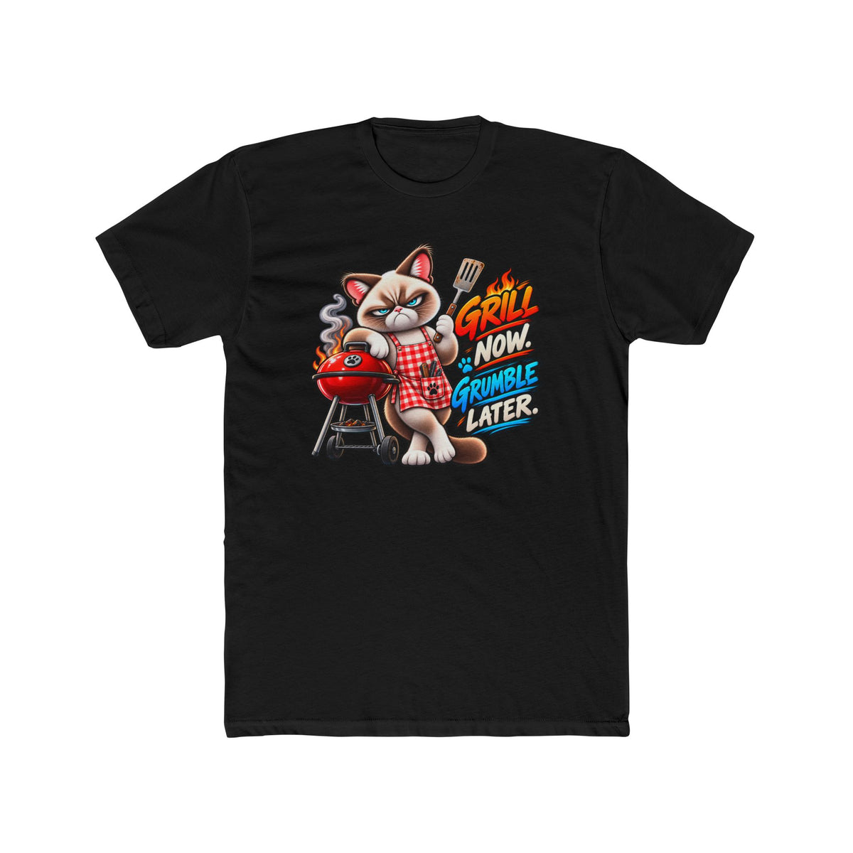 Men's Cotton Crew Tee - Grumpy Cats Collection - Grill now Grumble later