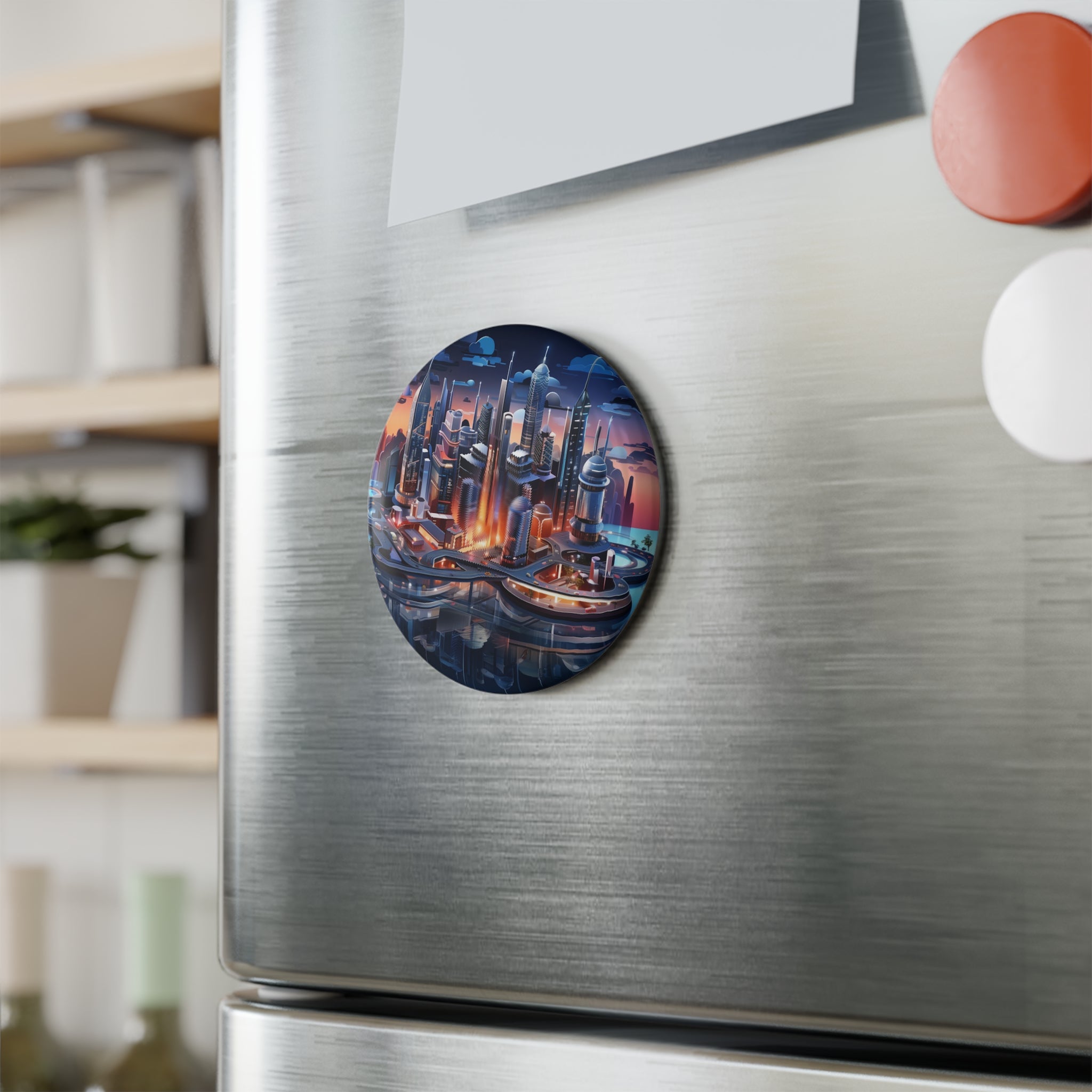Button Magnet, Round (1 & 10 pcs) - Isometric City Designs 07