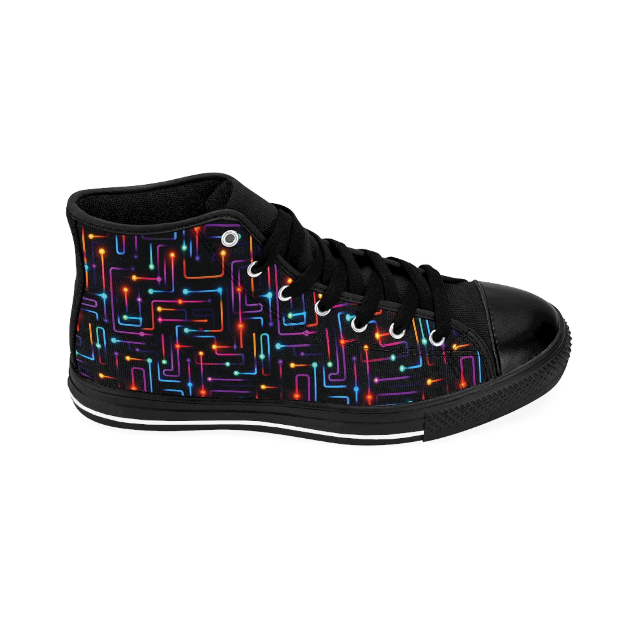Men's Classic Sneakers (AOP) - Seamless Vibrant Neon Designs 03