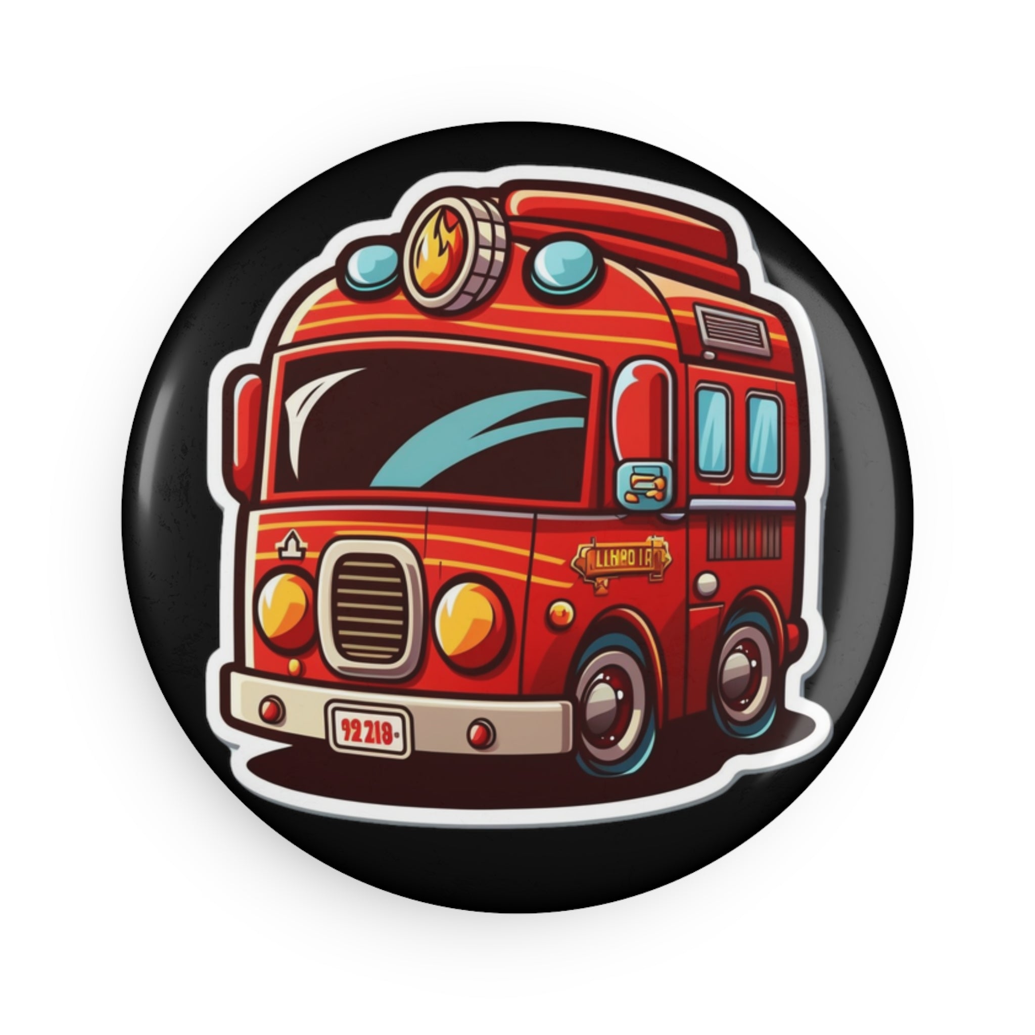 Button Magnet, Round (1 & 10 pcs) - Fire Truck