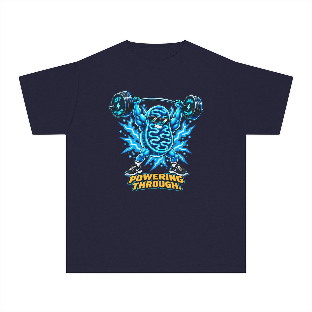 Mitochondria Powerhouse, a Science design, on a youth midweight cotton tee