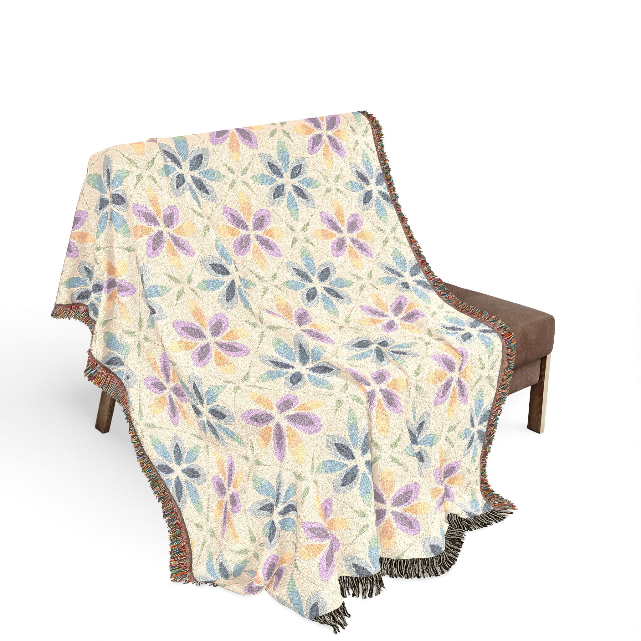 Woven Throw Blanket — Reversible Cozy Check Pattern for Living Room & Cabin - Design 10