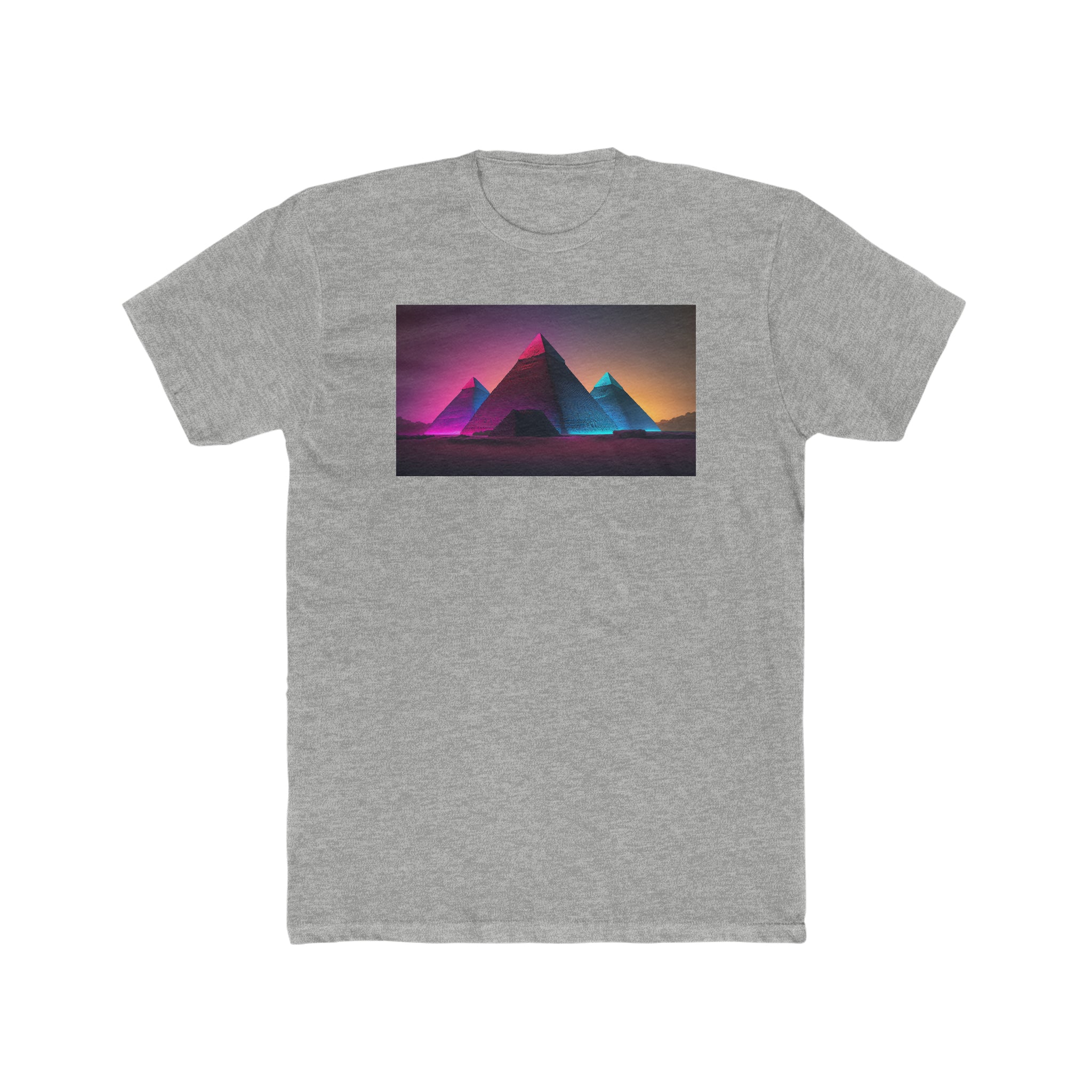 Men's Cotton Crew Tee - Fantasy Art - Pyramids of Giza