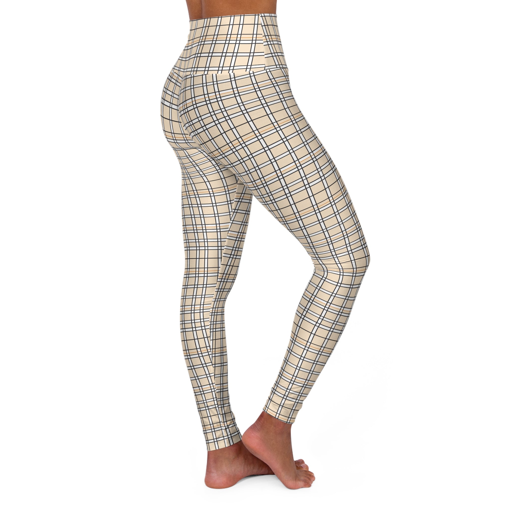 High Waisted Yoga Leggings (AOP) - Seamless Checkered Designs 04