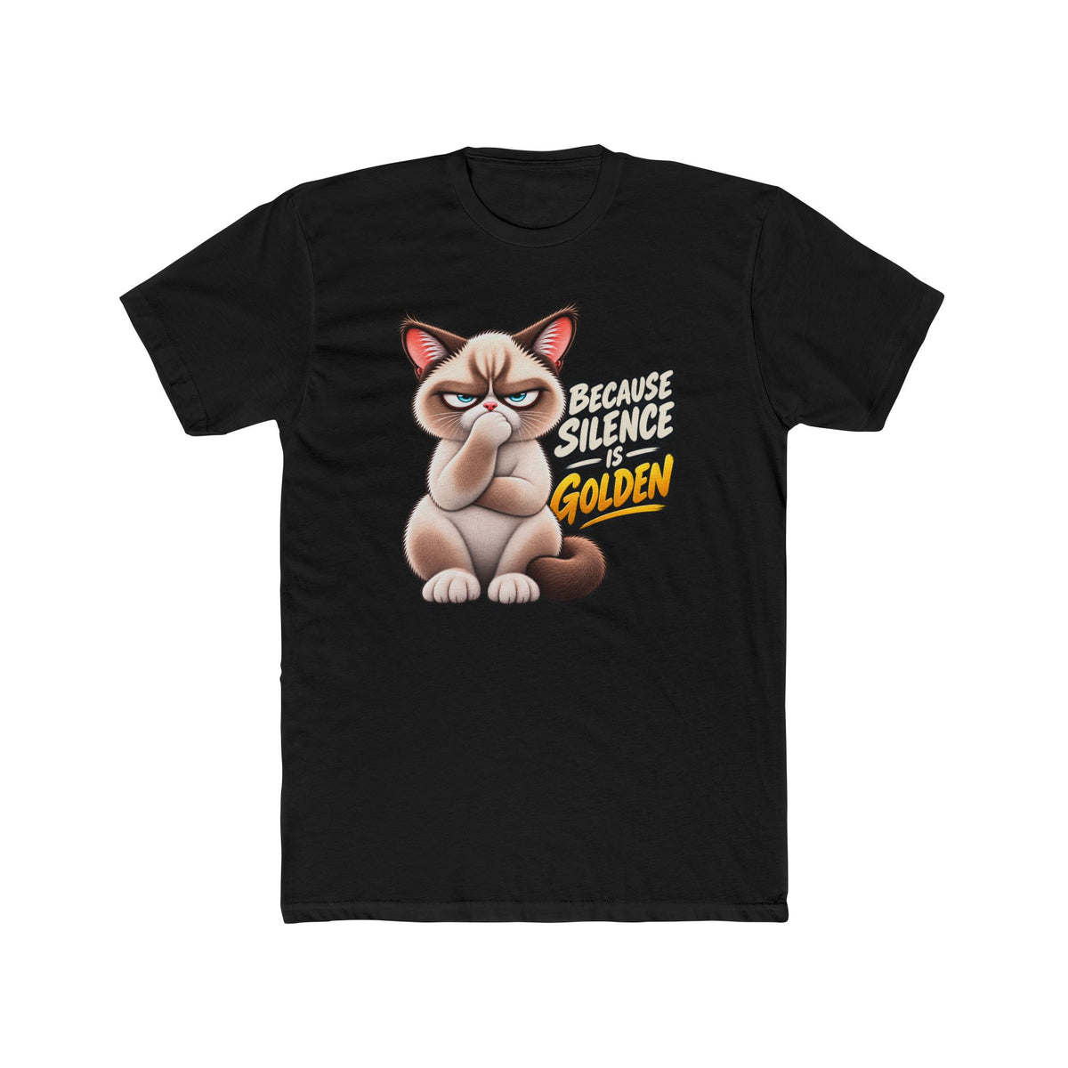 Men's Cotton Crew Tee - Grumpy Cats Collection - Silence is Golden