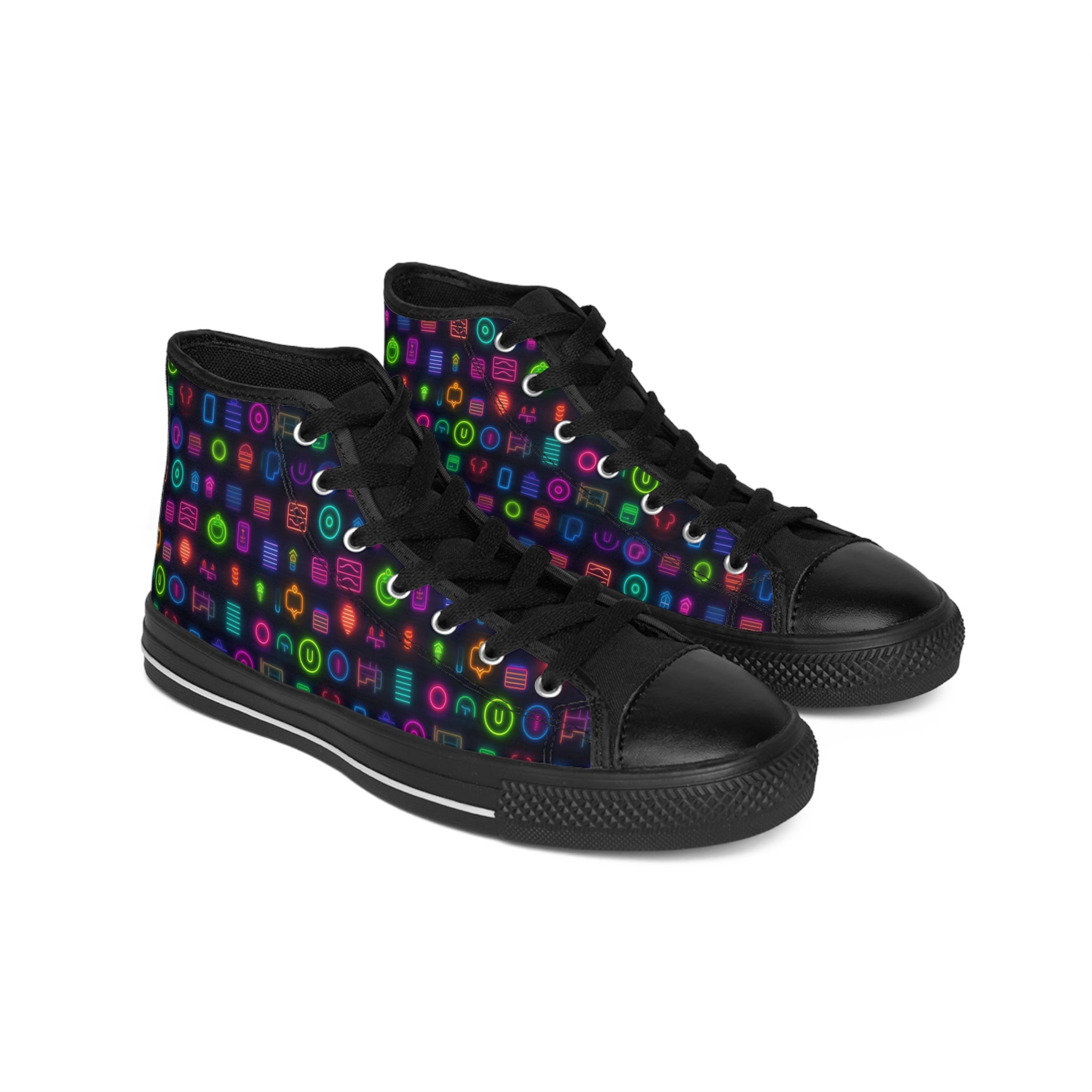 Men's Classic Sneakers (AOP) - Seamless Vibrant Neon Designs 04