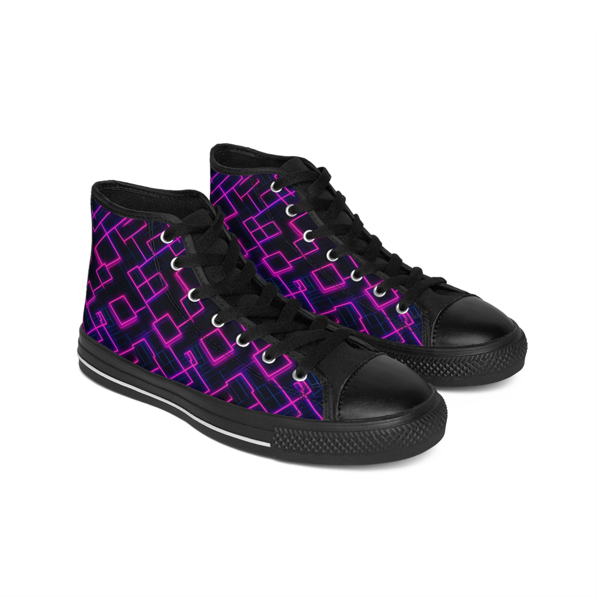 Men's Classic Sneakers (AOP) - Seamless Vibrant Synthwave Designs 04